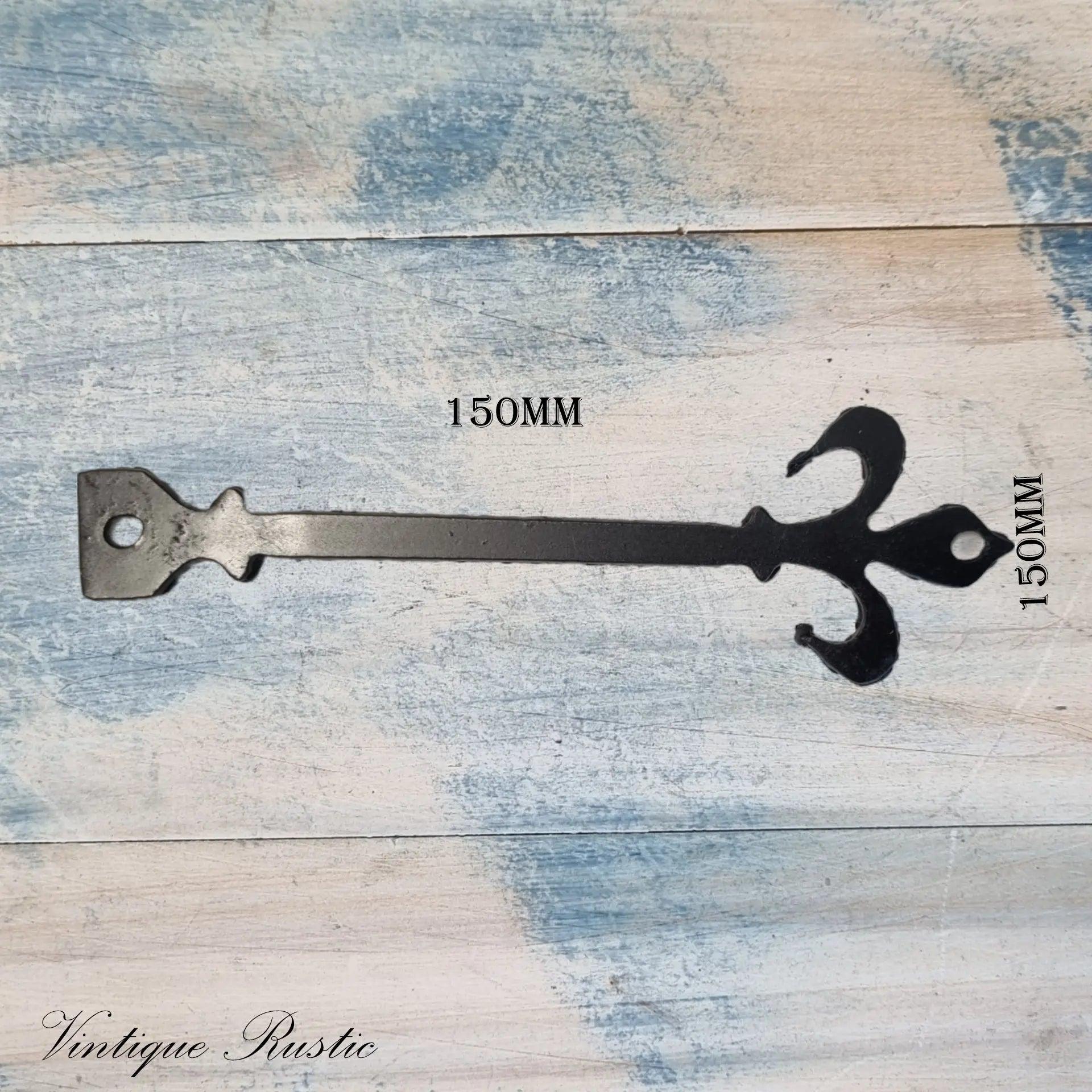 Rustic Decorative Dummy Faux Hinge straps-Fleur De Lis-Vintique Concepts