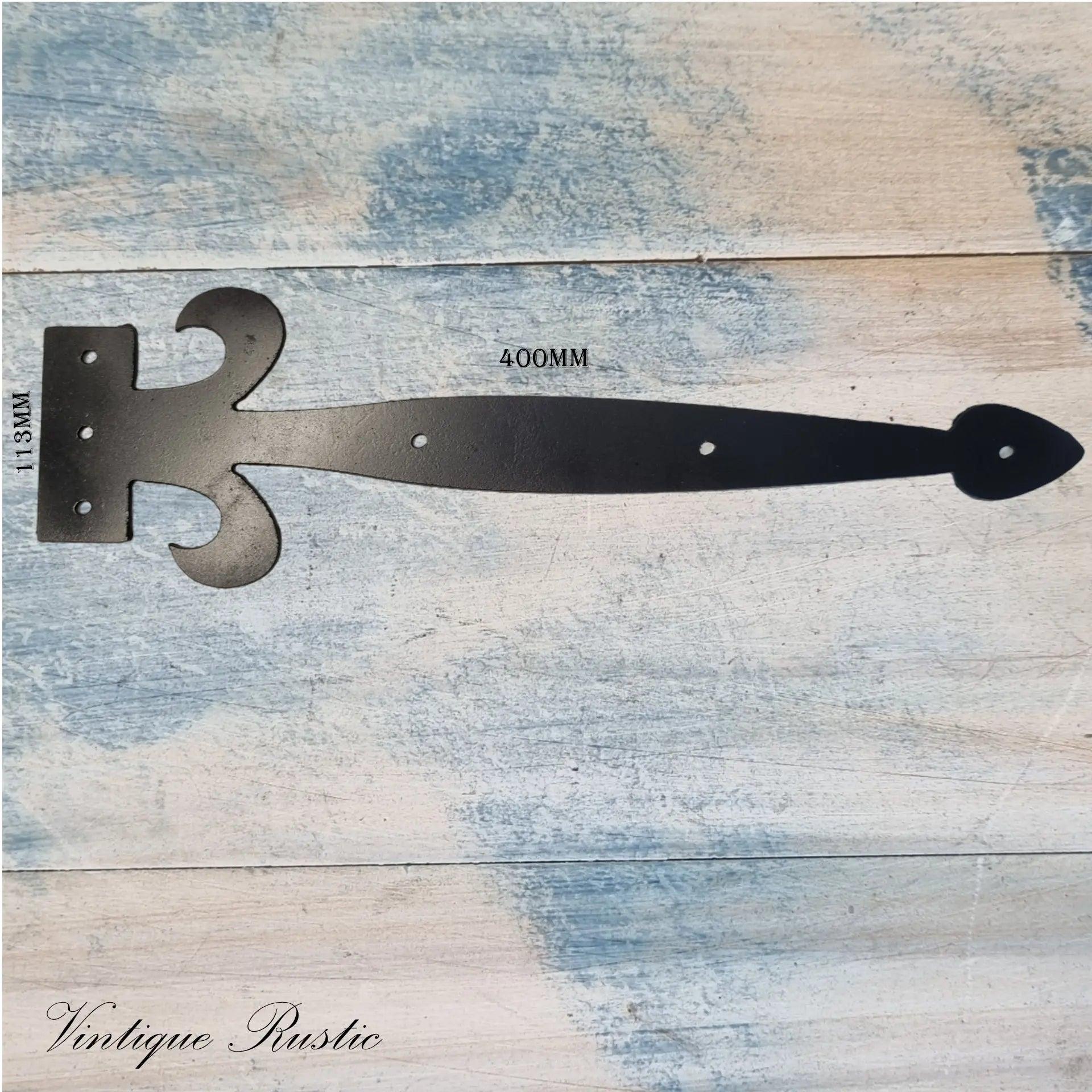 Rustic Decorative Dummy Faux Hinge straps-Ornate spearhead-Vintique Concepts