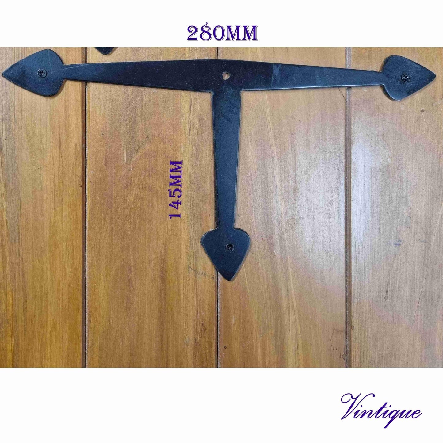 Rustic Decorative Spearhead T-Shape steel strap Black & corten-Vintique Concepts