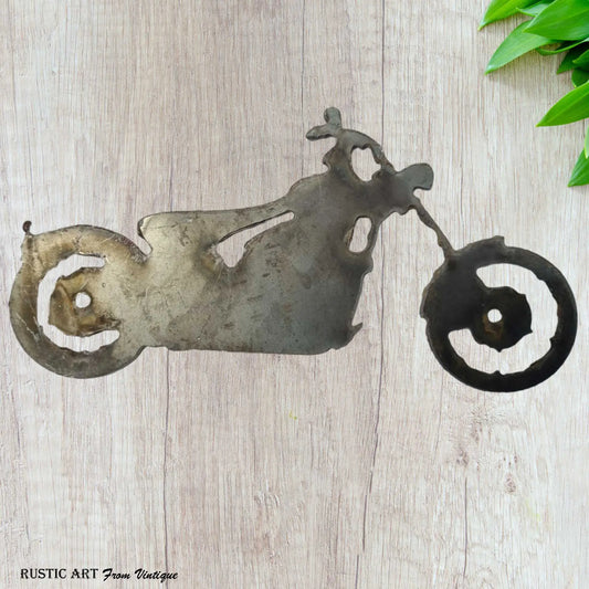 Rustic Steel Motorbike art 180mm x 90mm - Vintique Concepts