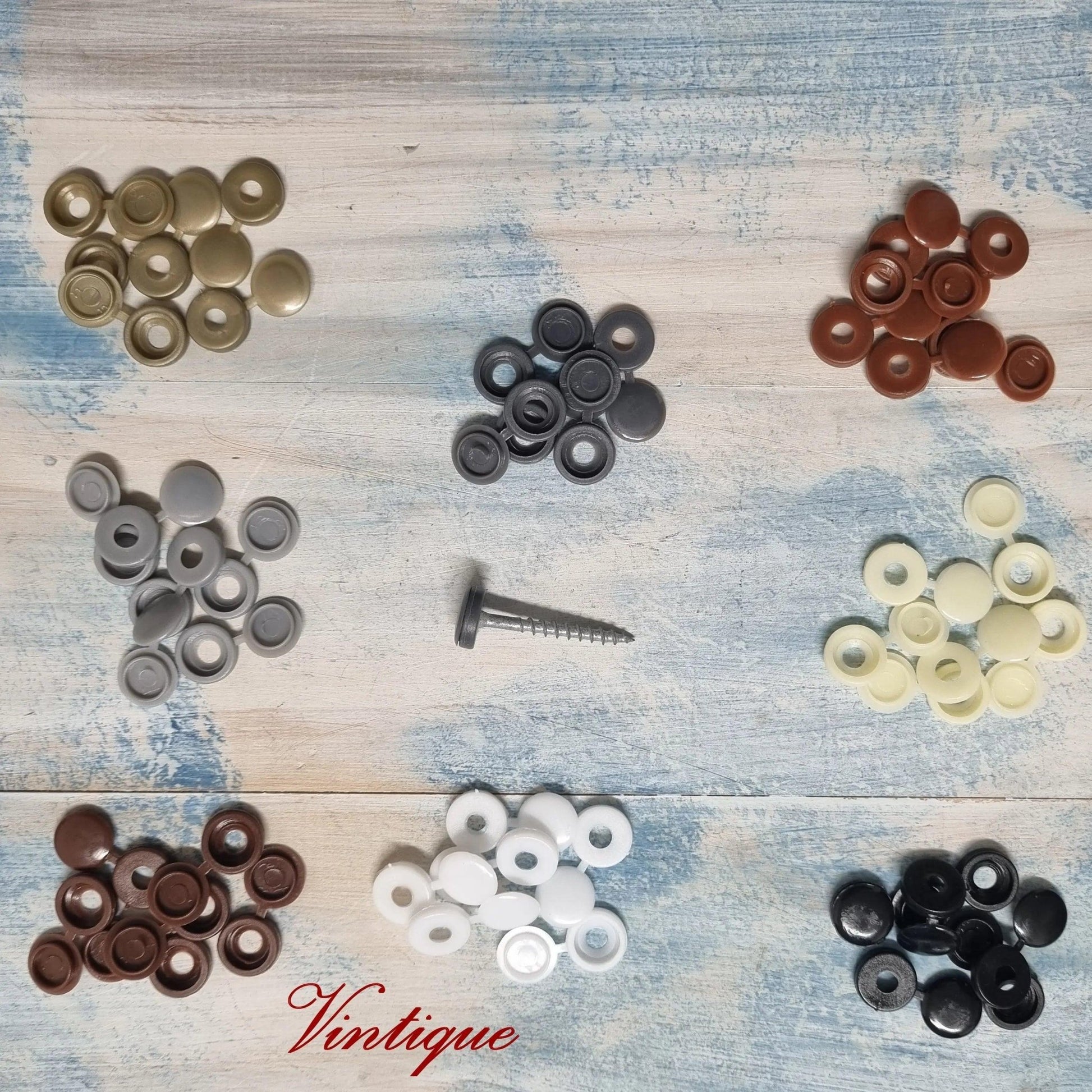 Screw Cap with hinged cover lid 14mm Dia-MID GREY (pkt of 20)-Vintique Concepts