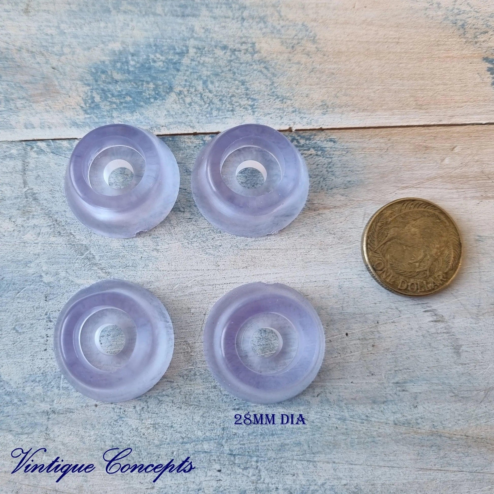 Screw On Clear Silcone  Non-slip furniture feet 28mm dia (pkt of 4)-Vintique Concepts