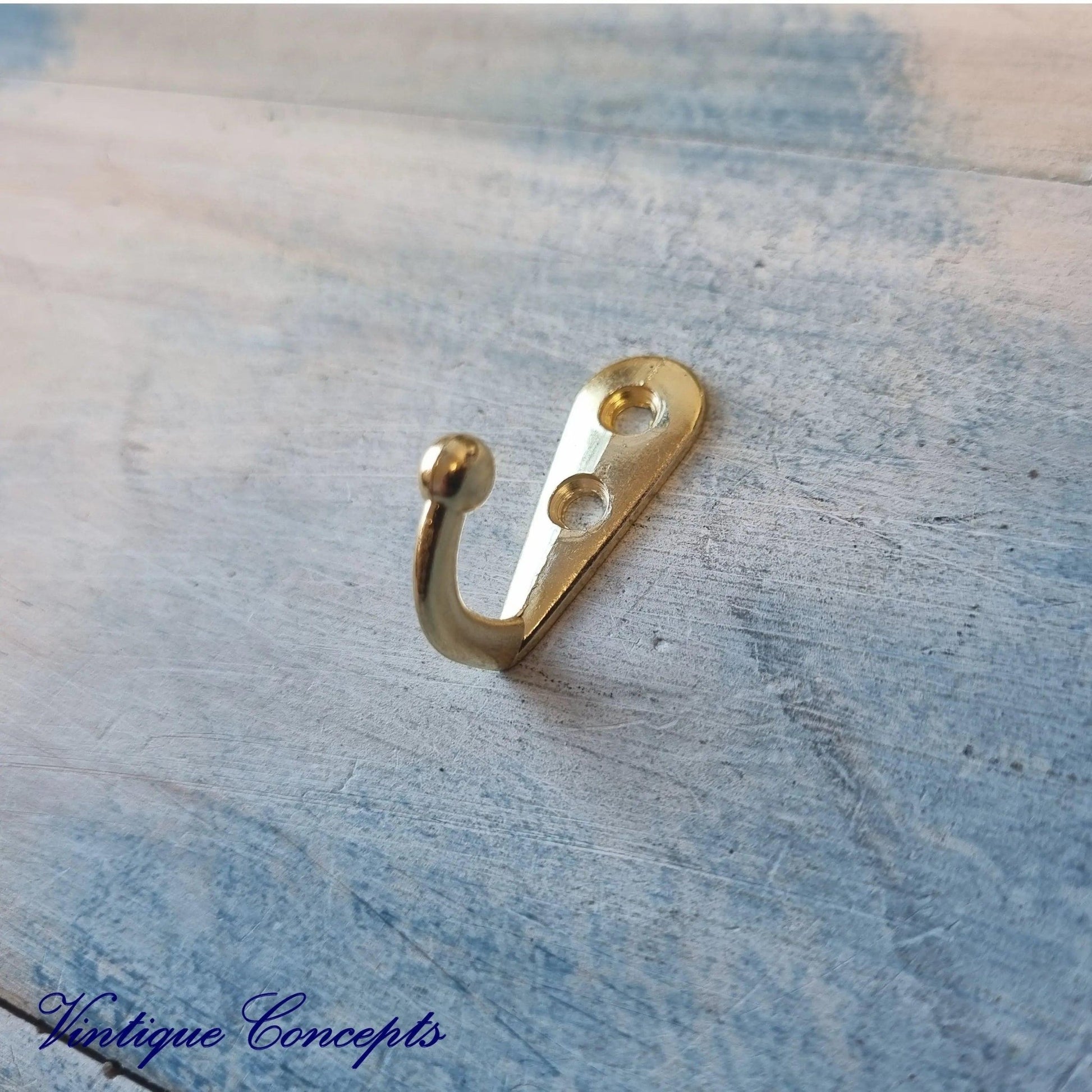 Small GOLD single prong Robe hook 31mm x 11mm (20mm High)-Vintique Concepts