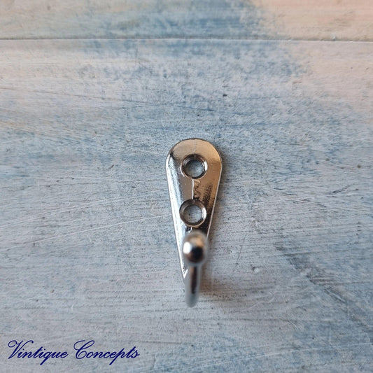 Small SILVER single prong Robe hook 31mm x 11mm (20mm High)-Vintique Concepts