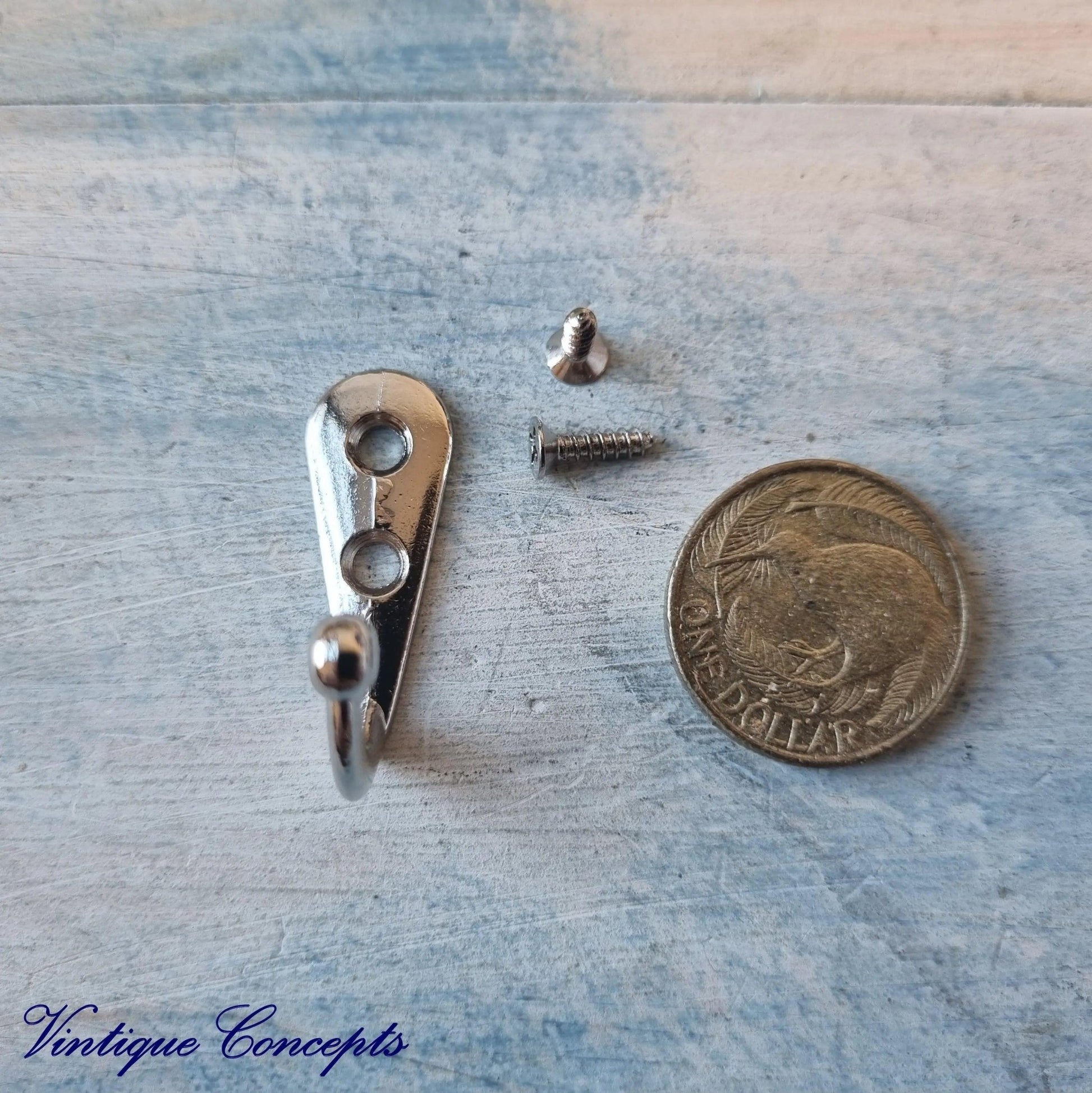 Small SILVER single prong Robe hook 31mm x 11mm (20mm High)-Vintique Concepts