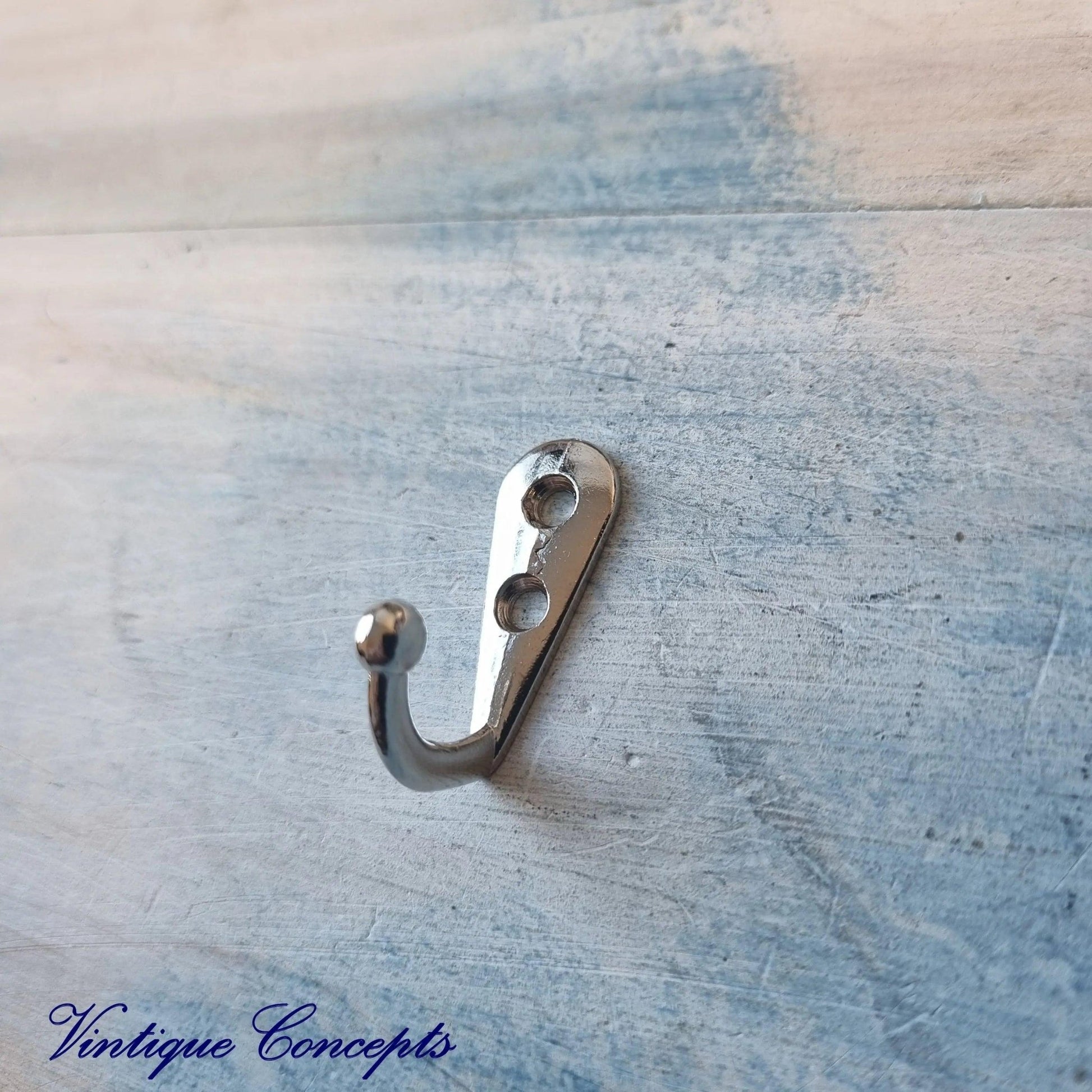 Small SILVER single prong Robe hook 31mm x 11mm (20mm High)-Vintique Concepts