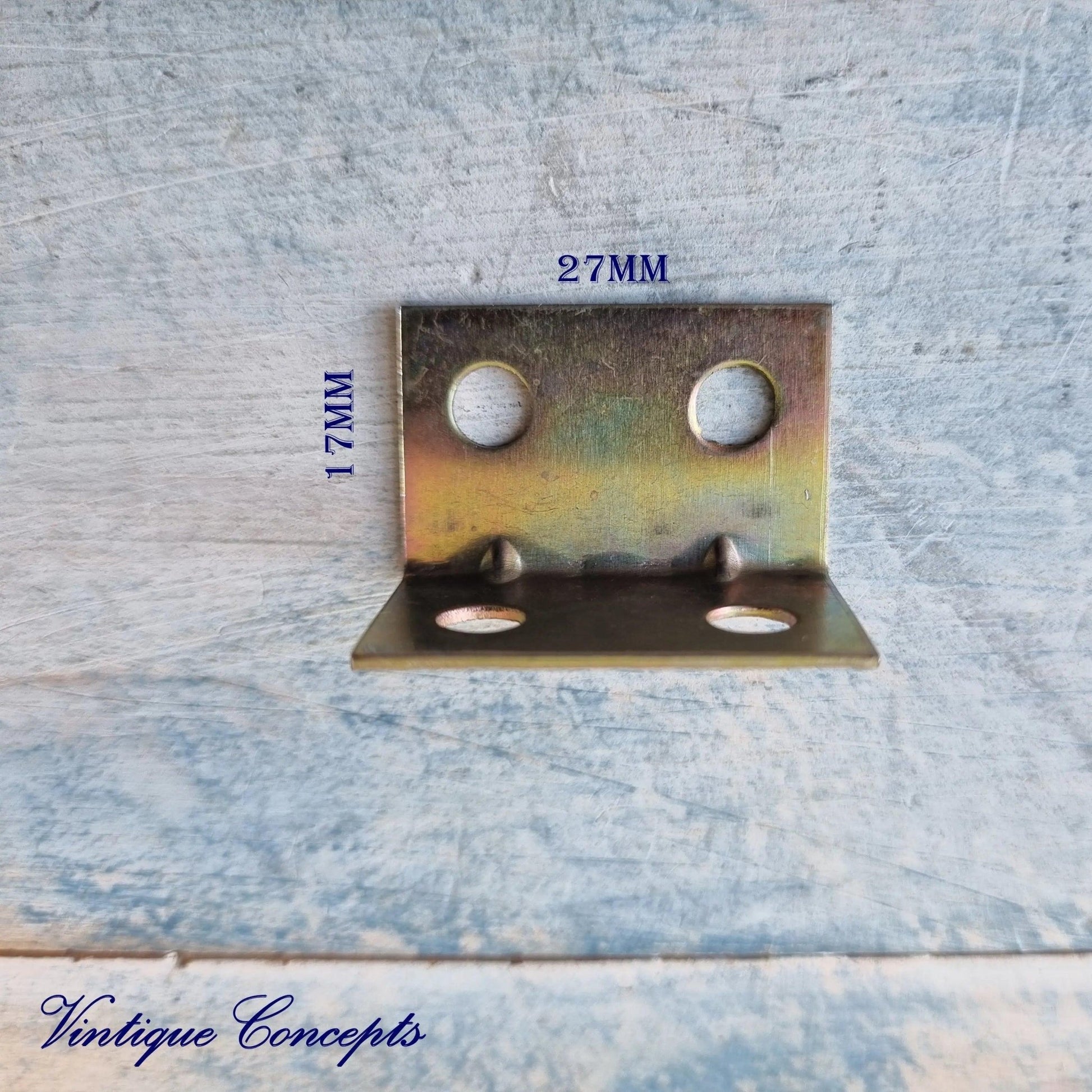 small steel internal corner bracket / support 27mm x 17mm (pkt of 4)-Vintique Concepts