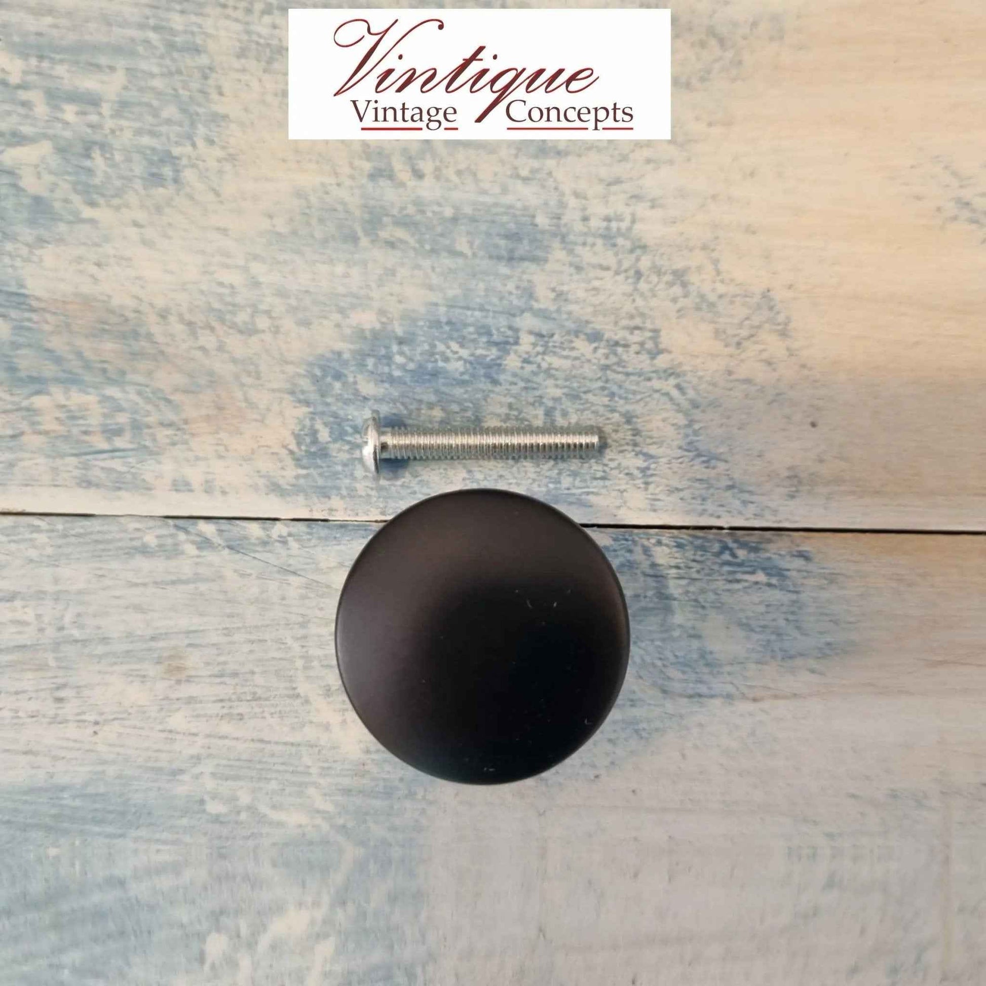 Smooth Alloy Antique Black 30mm  cabinet or drawer Knob