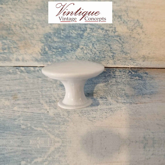 Smooth Alloy Antique White 30mm Knob