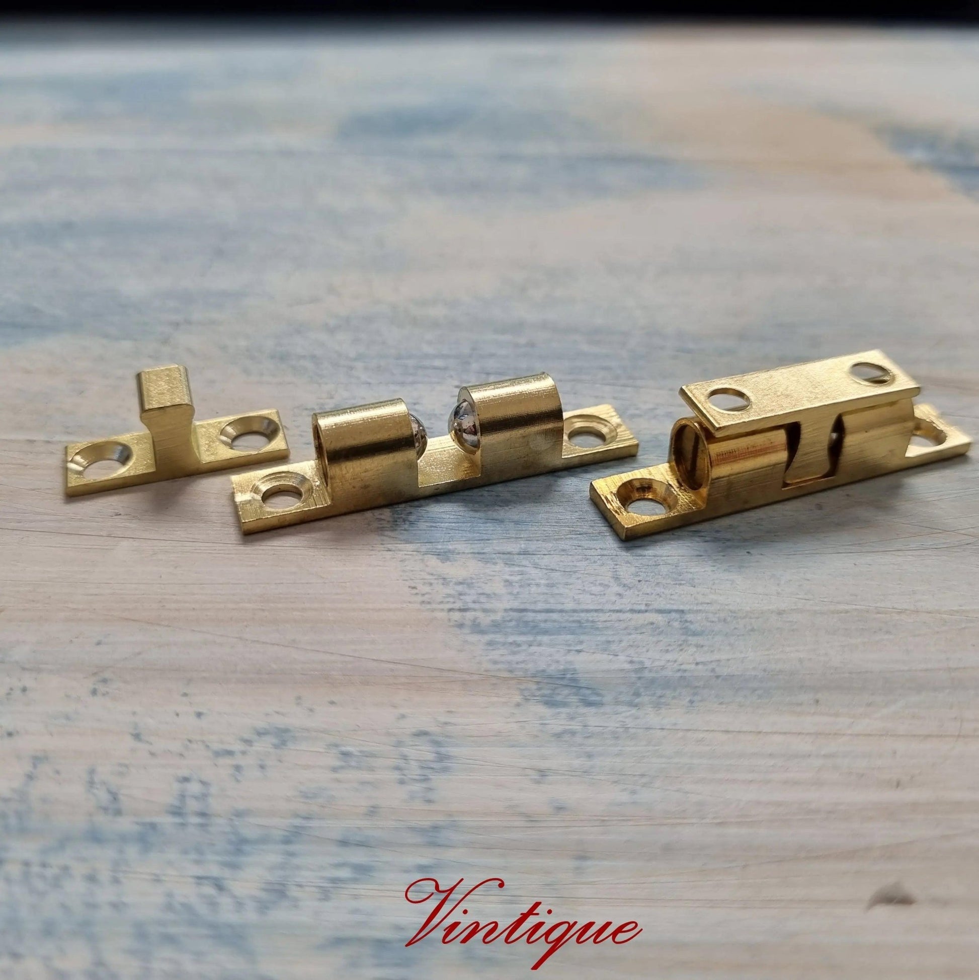 Solid brass Cupboard Double Ball Catch 43mm long-Vintique Concepts