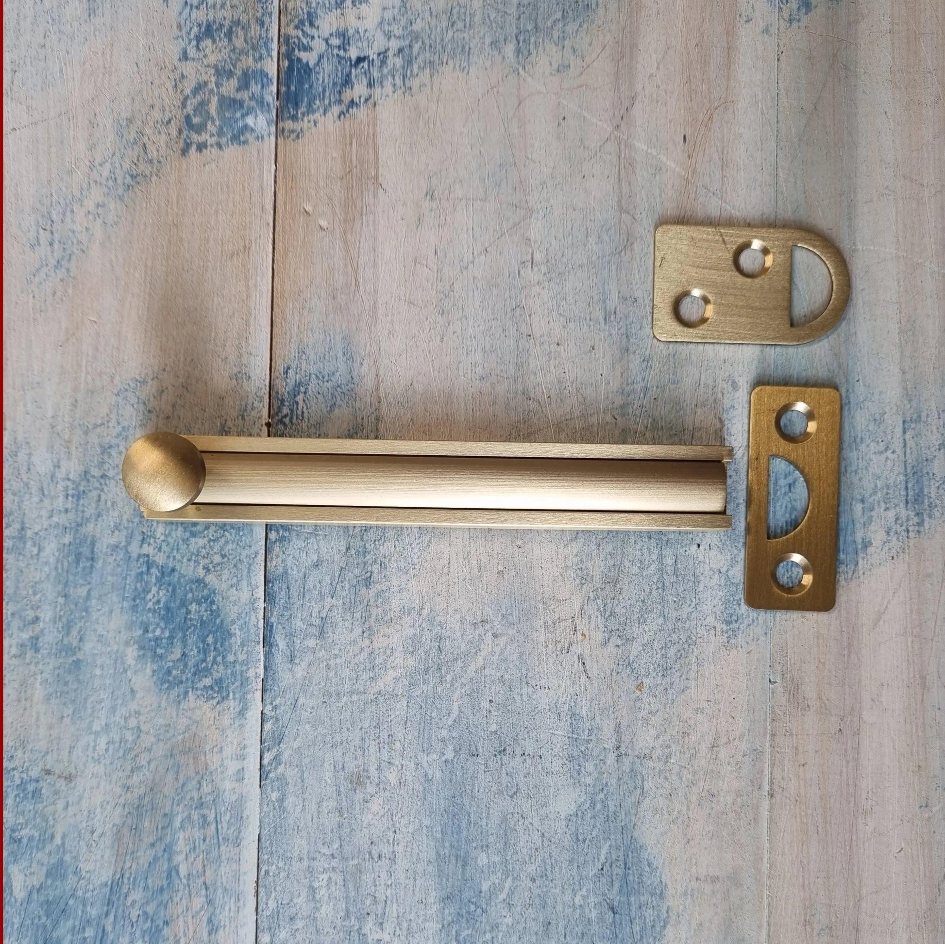 Solid Brass Security Barn Type sliding Bolt 100mm long-Vintique Concepts