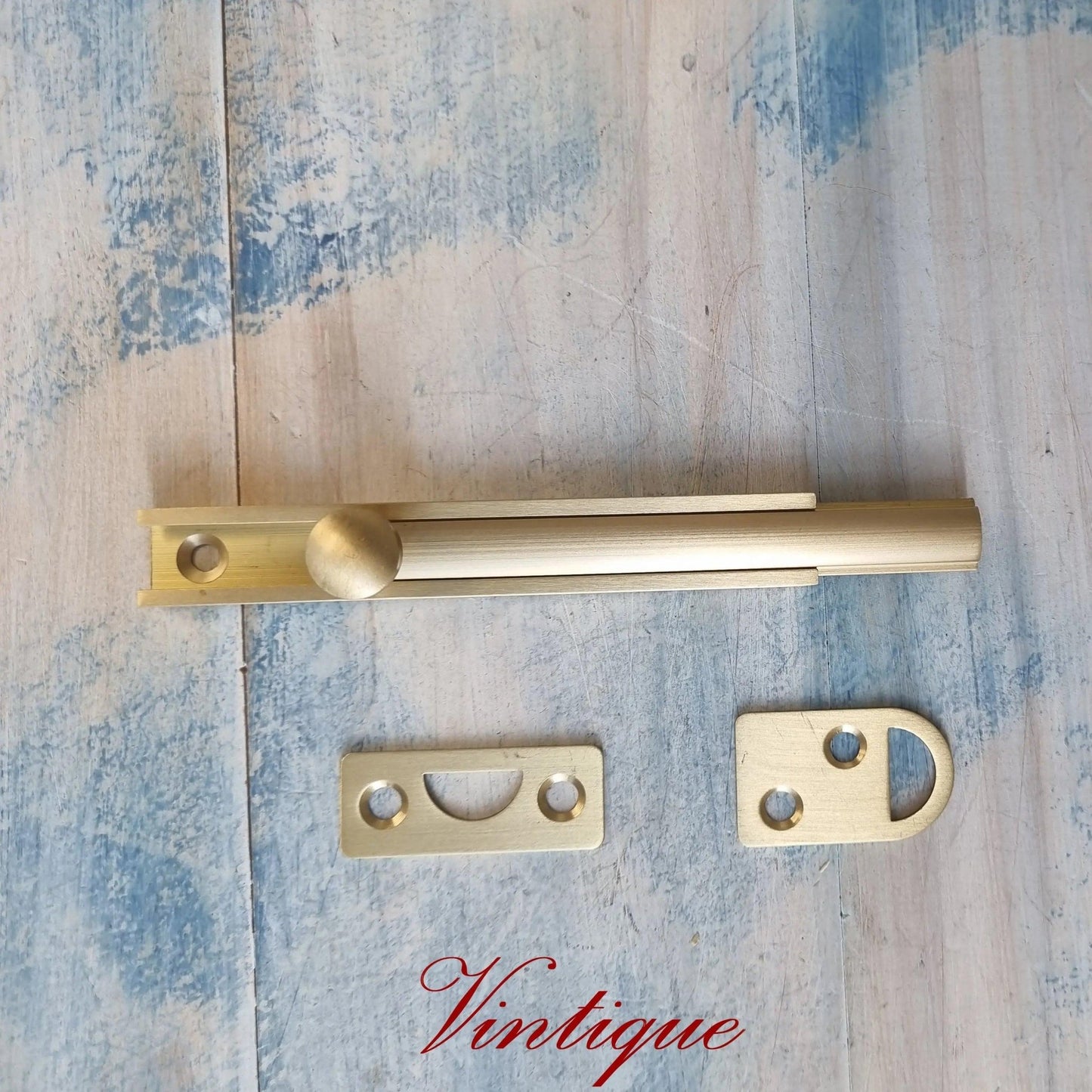 Solid Brass Security Barn Type sliding Bolt 100mm long-Vintique Concepts