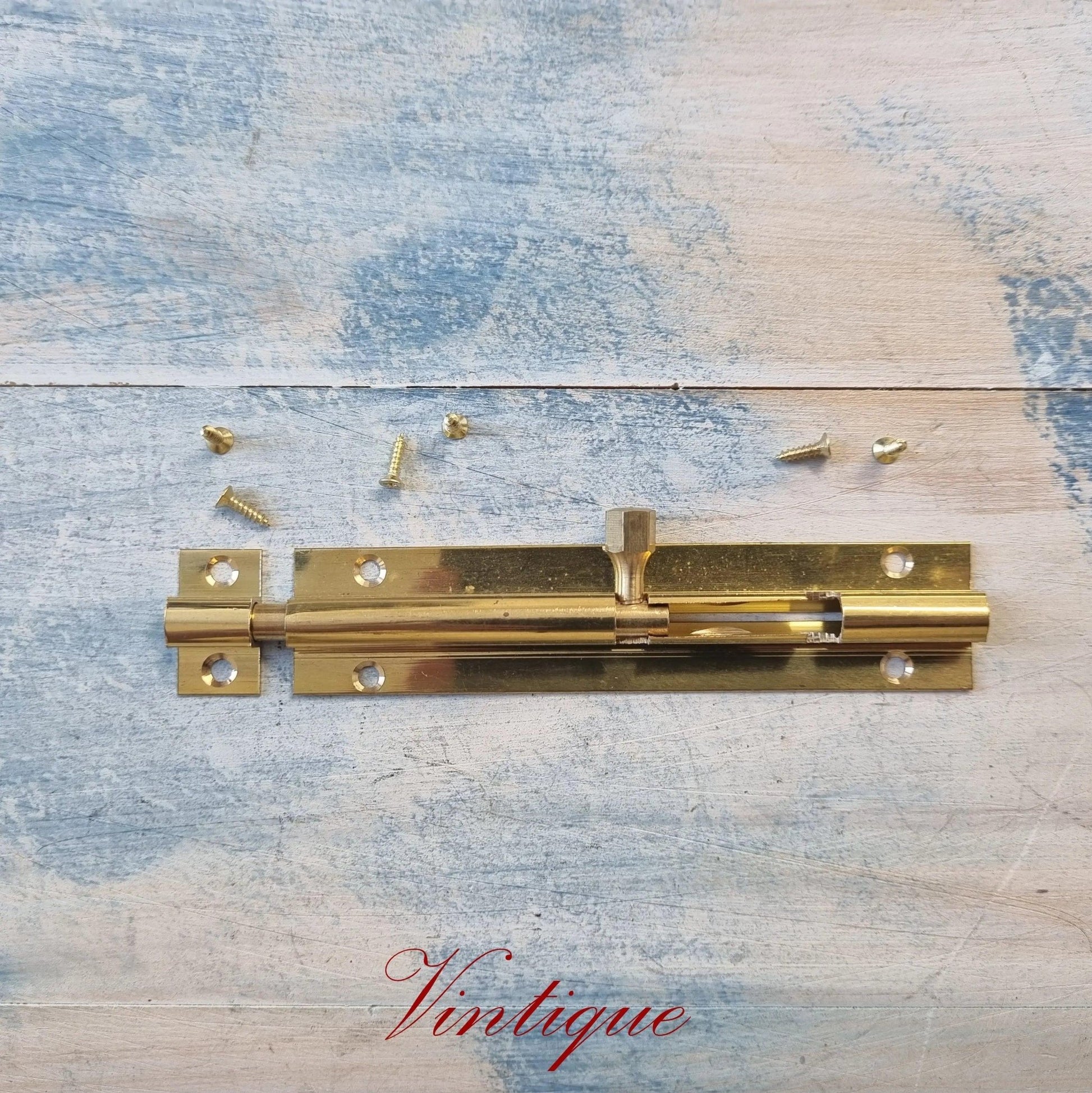 Solid Brass  Sliding Bolt Hardware 100mm long-Vintique Concepts