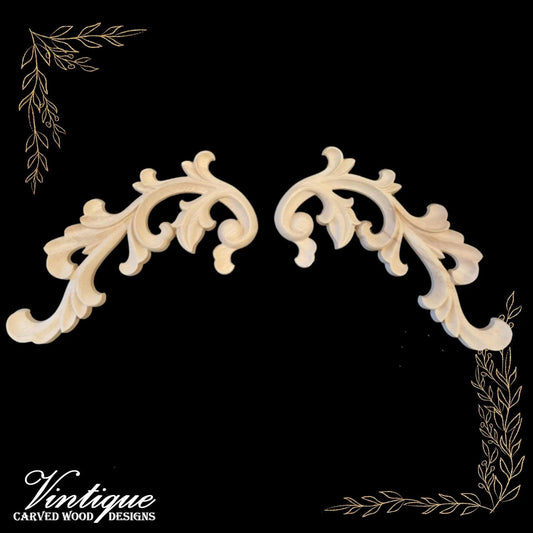 St James (pair) carved Wooden Applique left & right( 20cm x 10cm each )-Vintique Concepts