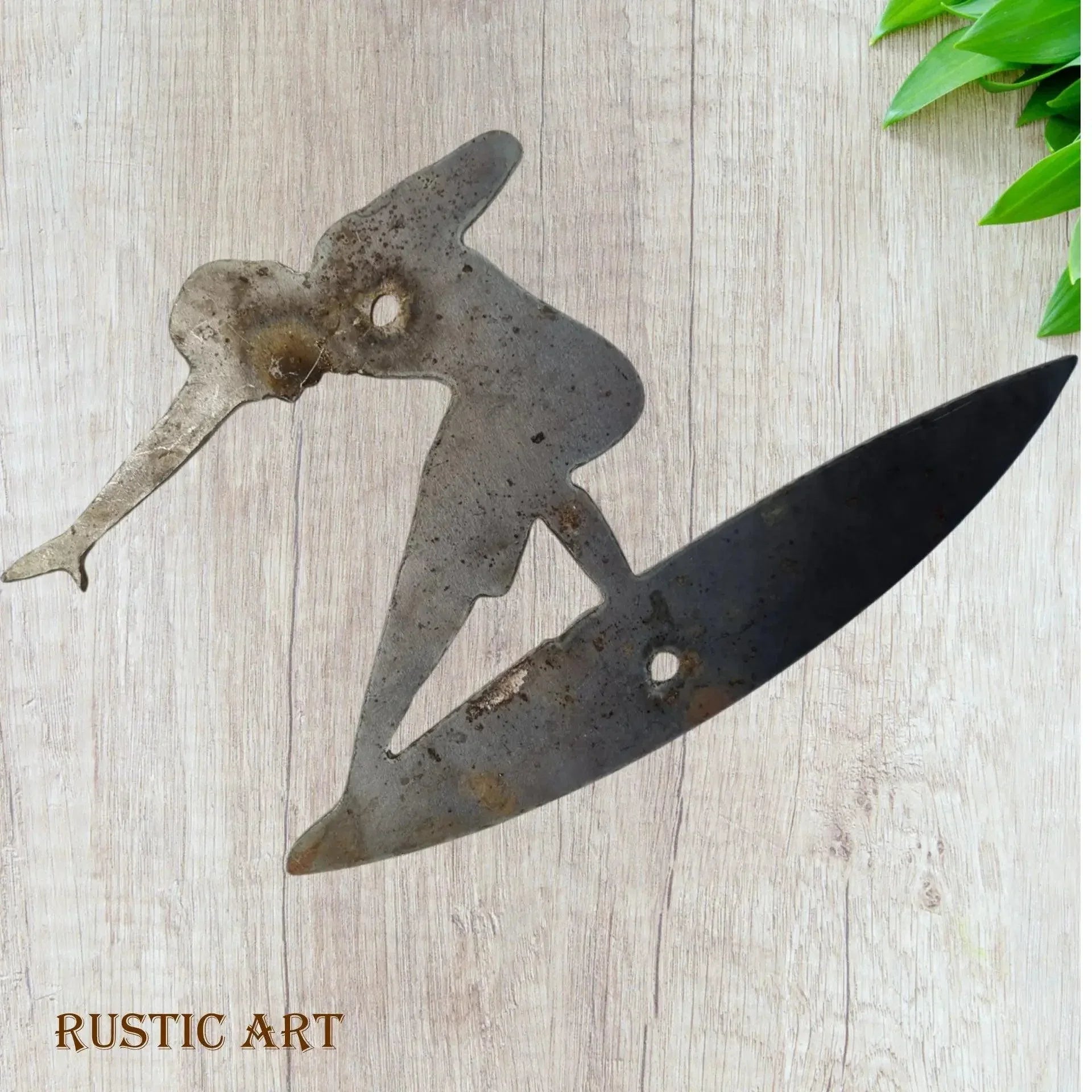 rusty metal art-Surfer on surfboard Rusty metal art 205mm x 145mm ...