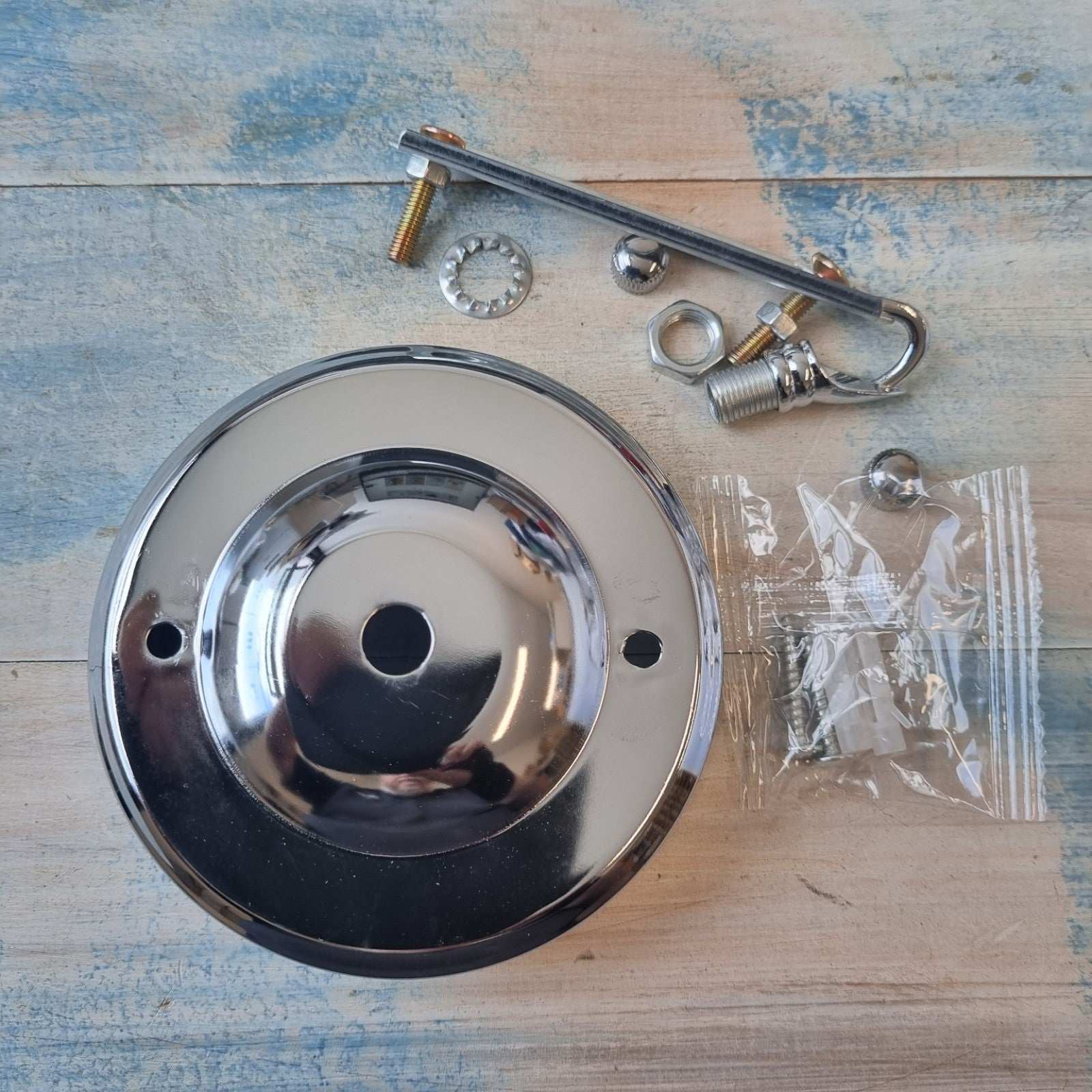 Ceiling Rose Cover Plate Lamp ,chandelier, plant Hook-SILVER-Vintique Concepts