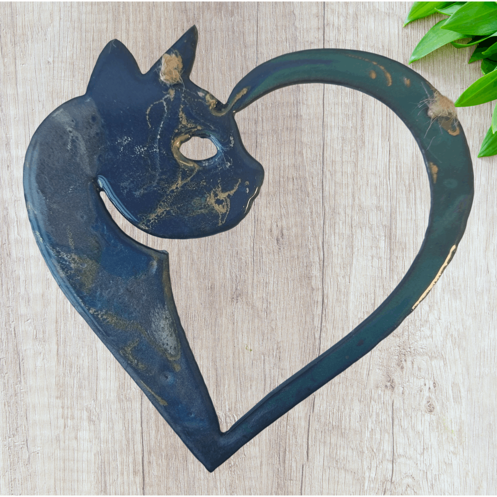 cat Heart art coated in pourable epoxy 155mm x 151mm