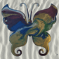 LARGE COLOURFUL BUTTERFLY metal art coated in pourable epoxy 240 X 230MM