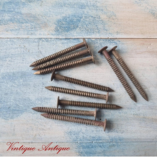 Tower Antique UK Anchorfast Bronze  threaded nails 54mm (pkt of 10)-Vintique Concepts