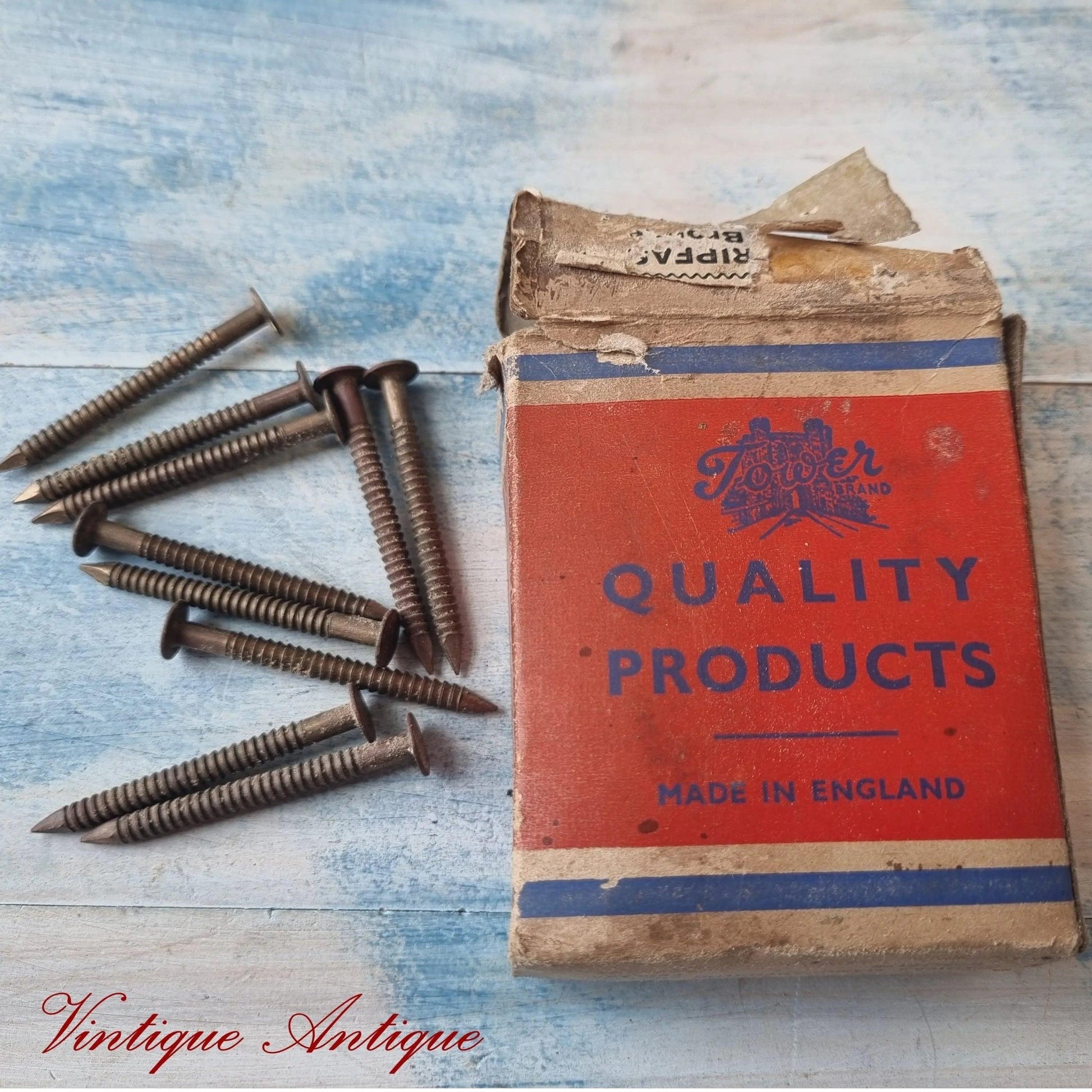 Tower Antique UK Anchorfast Bronze  threaded nails 54mm (pkt of 10)-Vintique Concepts