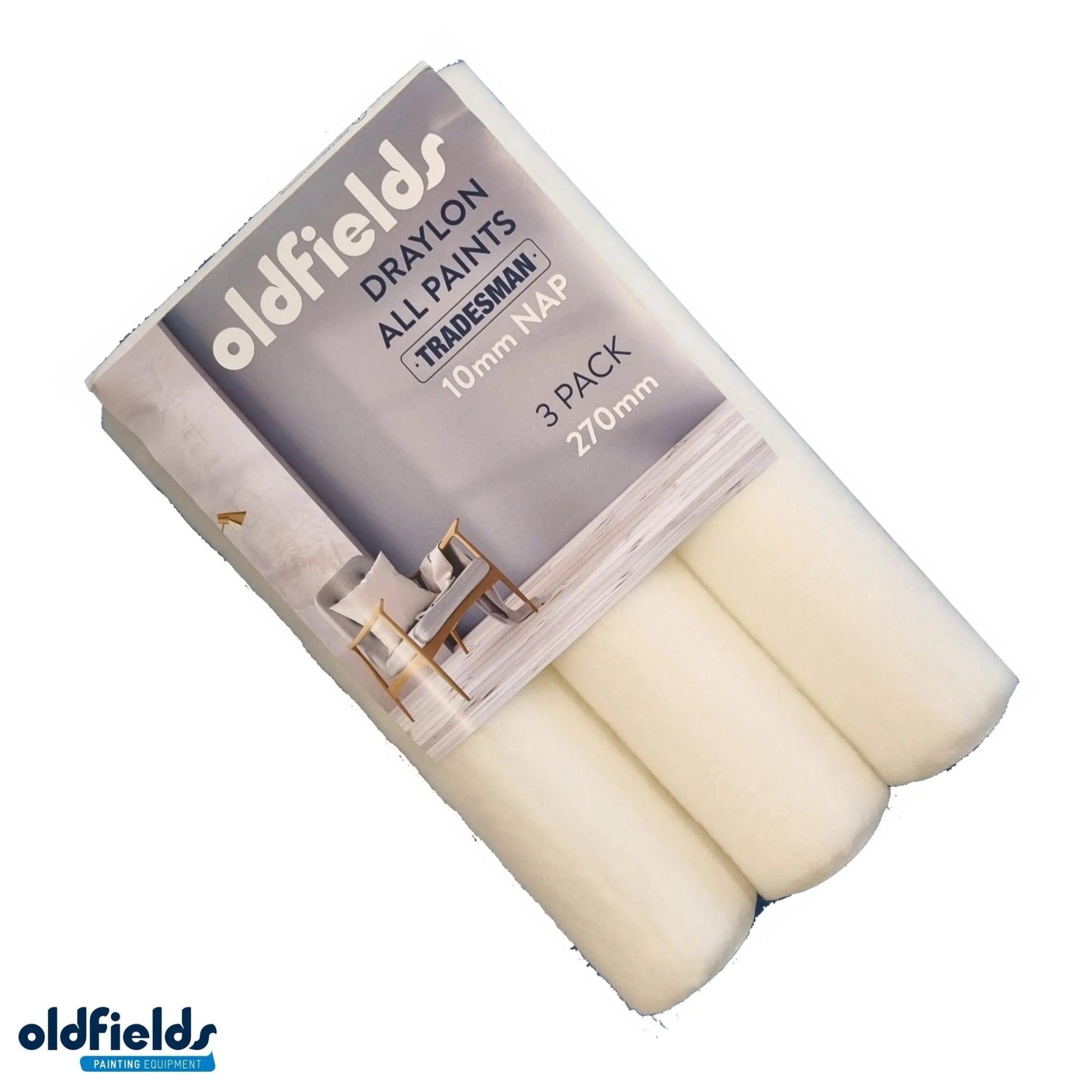Tradesman 3 Pack 10mm Draylon All Paints Roller sleeves  by Oldfields-Vintique Concepts