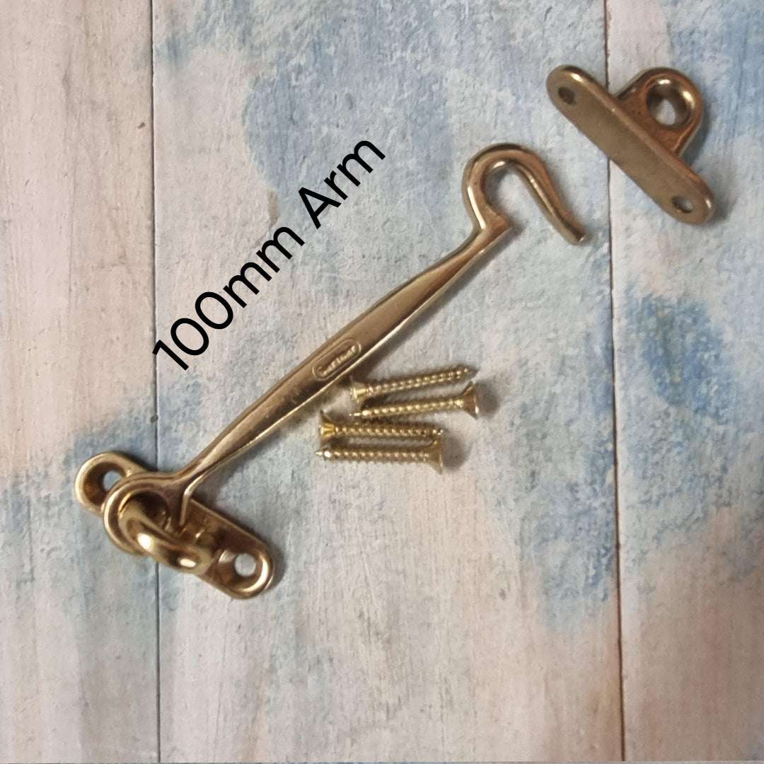 Solid Brass Cabin Hook 100mm long-Vintique Concepts