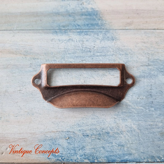 Card / Label holder drawer handle pull 70mm x 28mm Bronze - Vintique Concepts