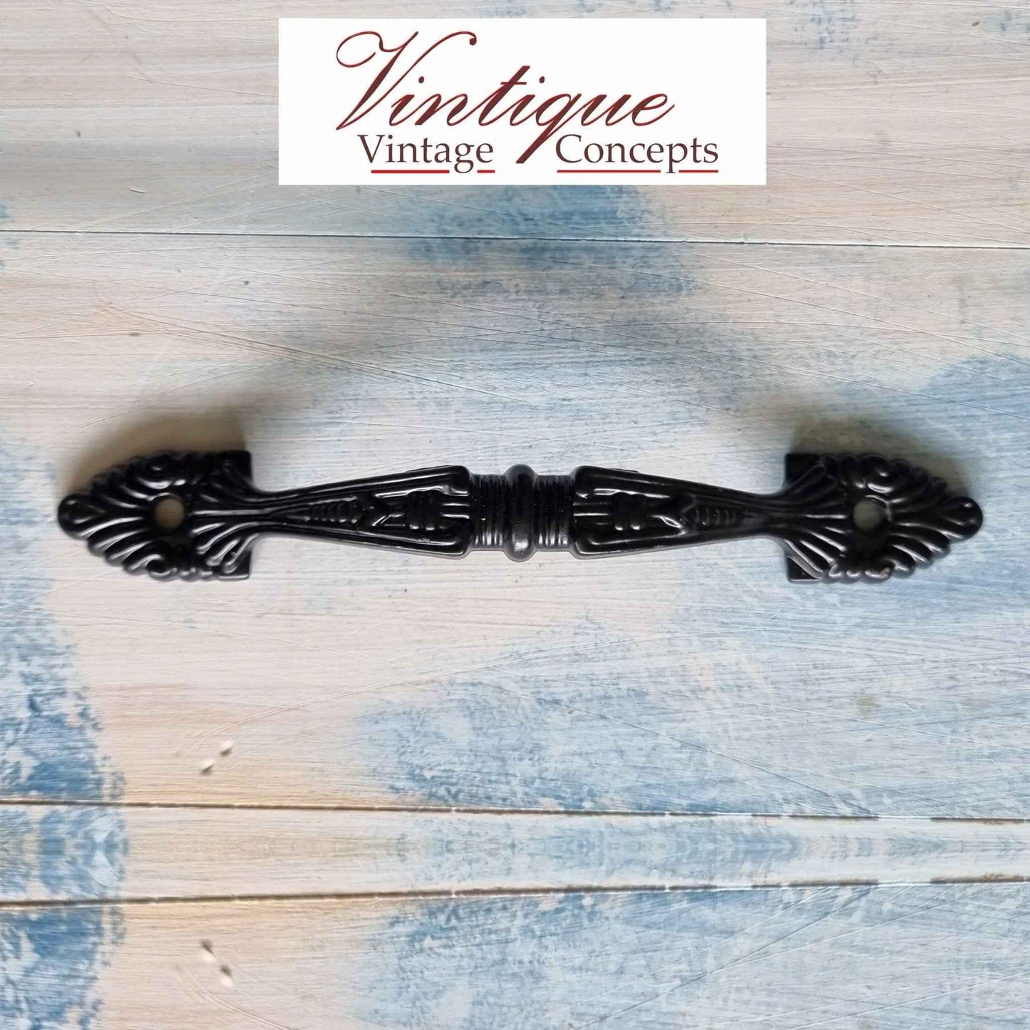 Victorian Ornate Black Cabinet Handle 147mm Long