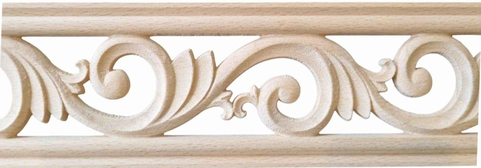 Victorian Swirl "cut-through" carved wood border trim moulding 80mm wide