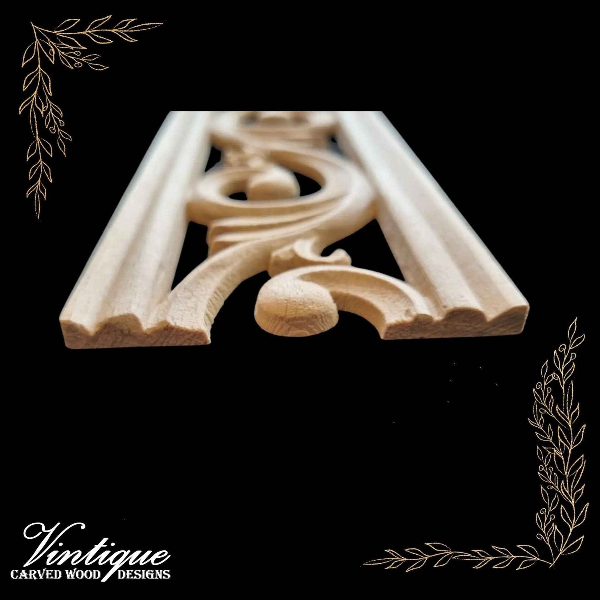 Victorian Swirl "cut-through" carved wood border trim moulding 80mm wide