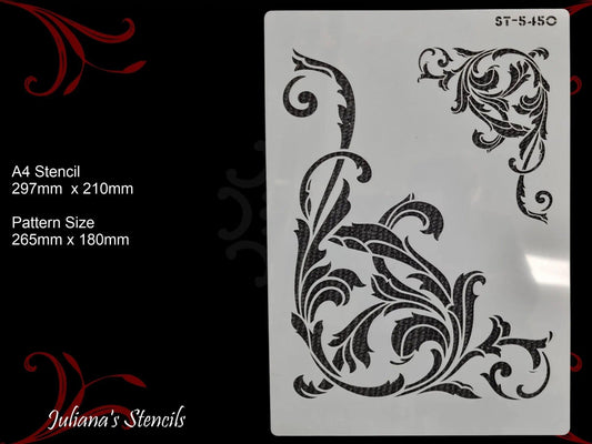 Victorian Swirls (2) Vintage furniture paint stencil (A4 Size)-Vintique Concepts