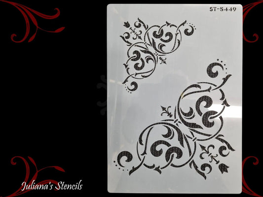 Victorian Swirls Vintage furniture paint stencil (A4 Size)-Vintique Concepts