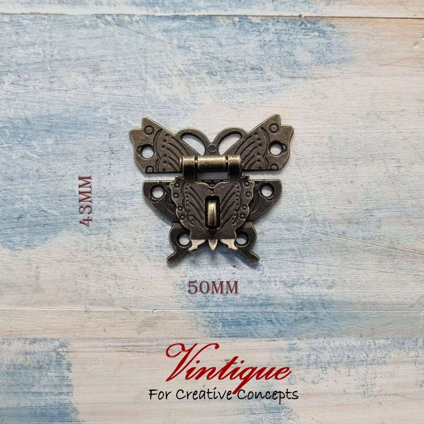Victorian Wooden Chest Latch Bronze Butterfly, 50mm x 43mm - Vintique Concepts