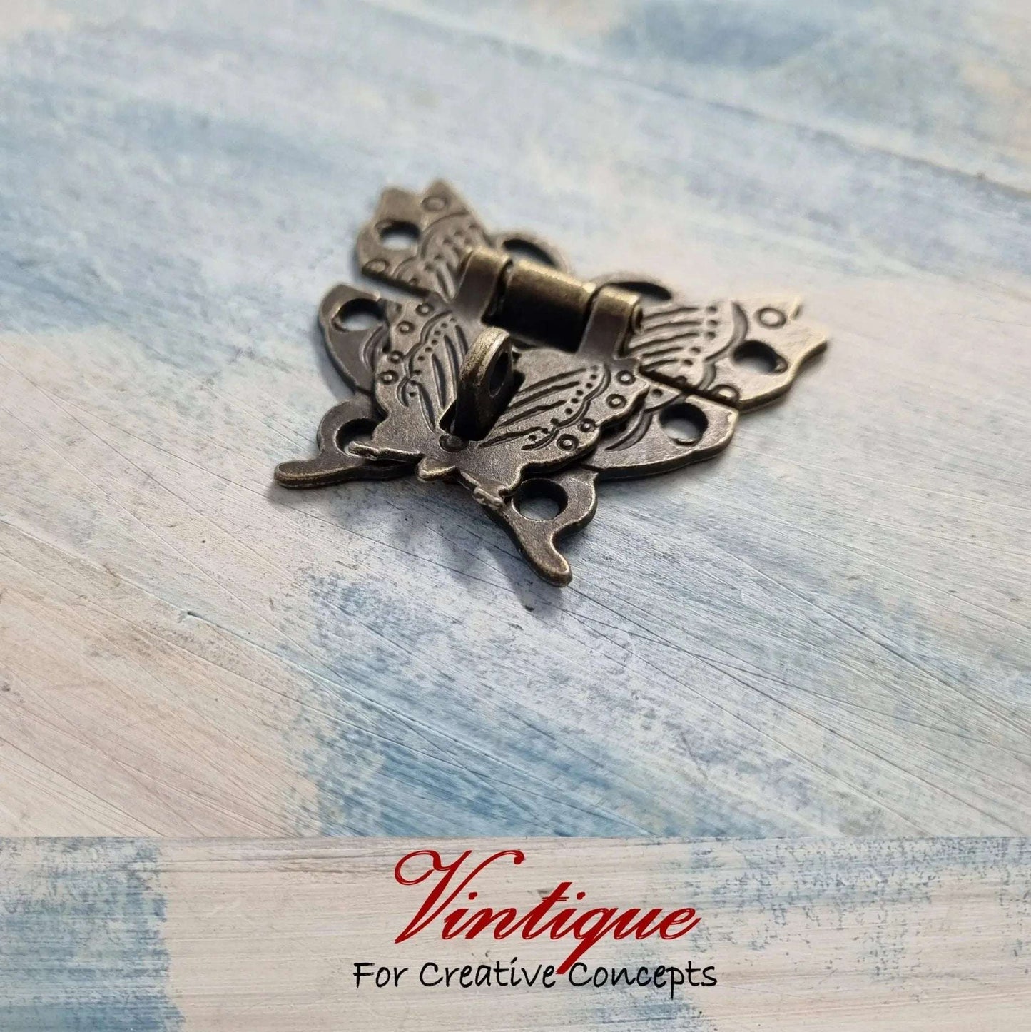 Victorian Wooden Chest Latch Bronze Butterfly, 50mm x 43mm - Vintique Concepts