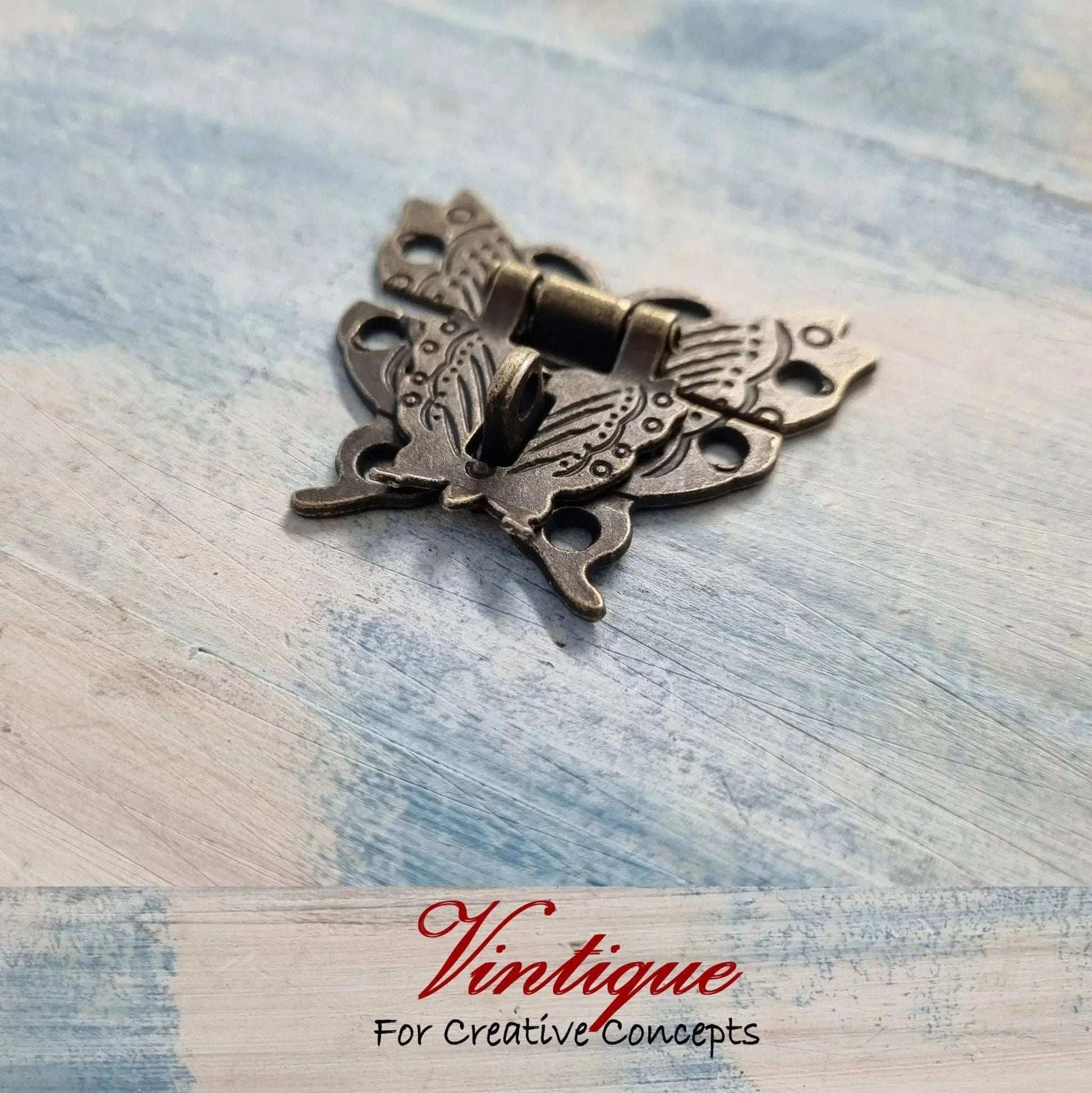 Victorian Wooden Chest Latch Bronze Butterfly, 50mm x 43mm - Vintique Concepts