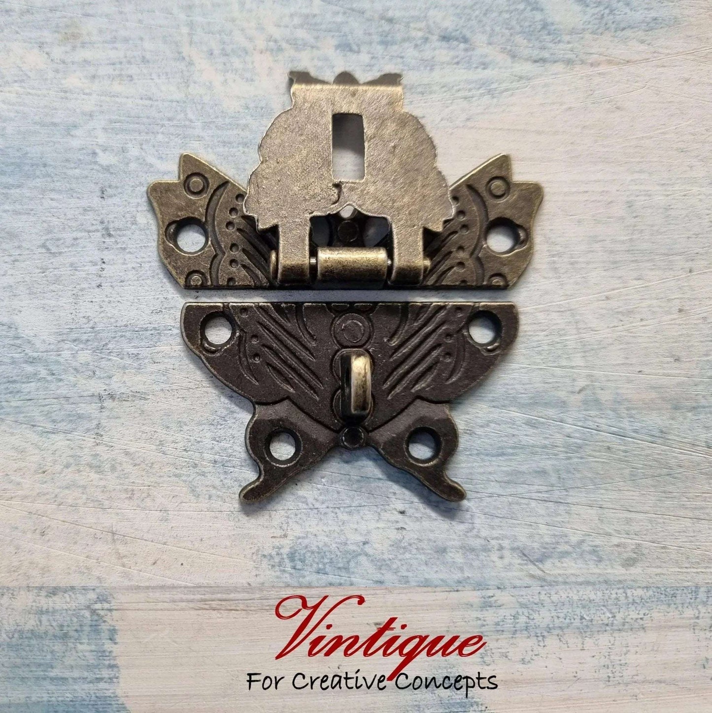 Victorian Wooden Chest Latch Bronze Butterfly, 50mm x 43mm - Vintique Concepts