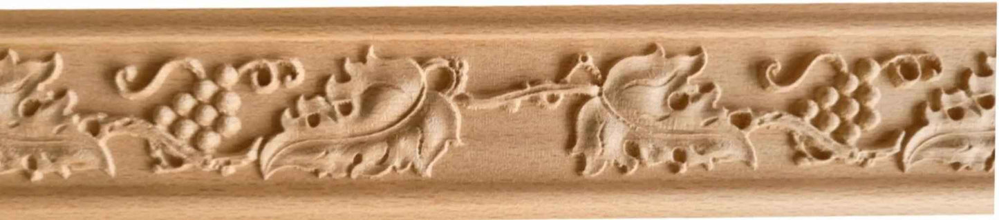 Vino Grape & leaf carved wood moulding trim 60mm