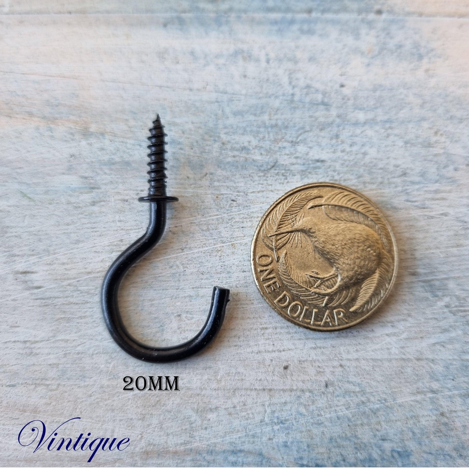 Vintage Black Cup Hooks 6 sizes-Vintique Concepts