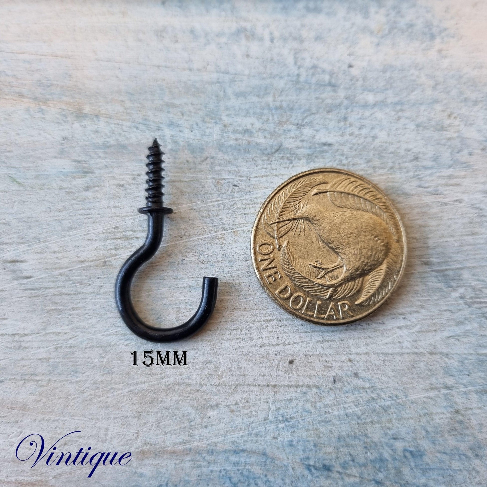 Vintage Black Cup Hooks 6 sizes-Vintique Concepts