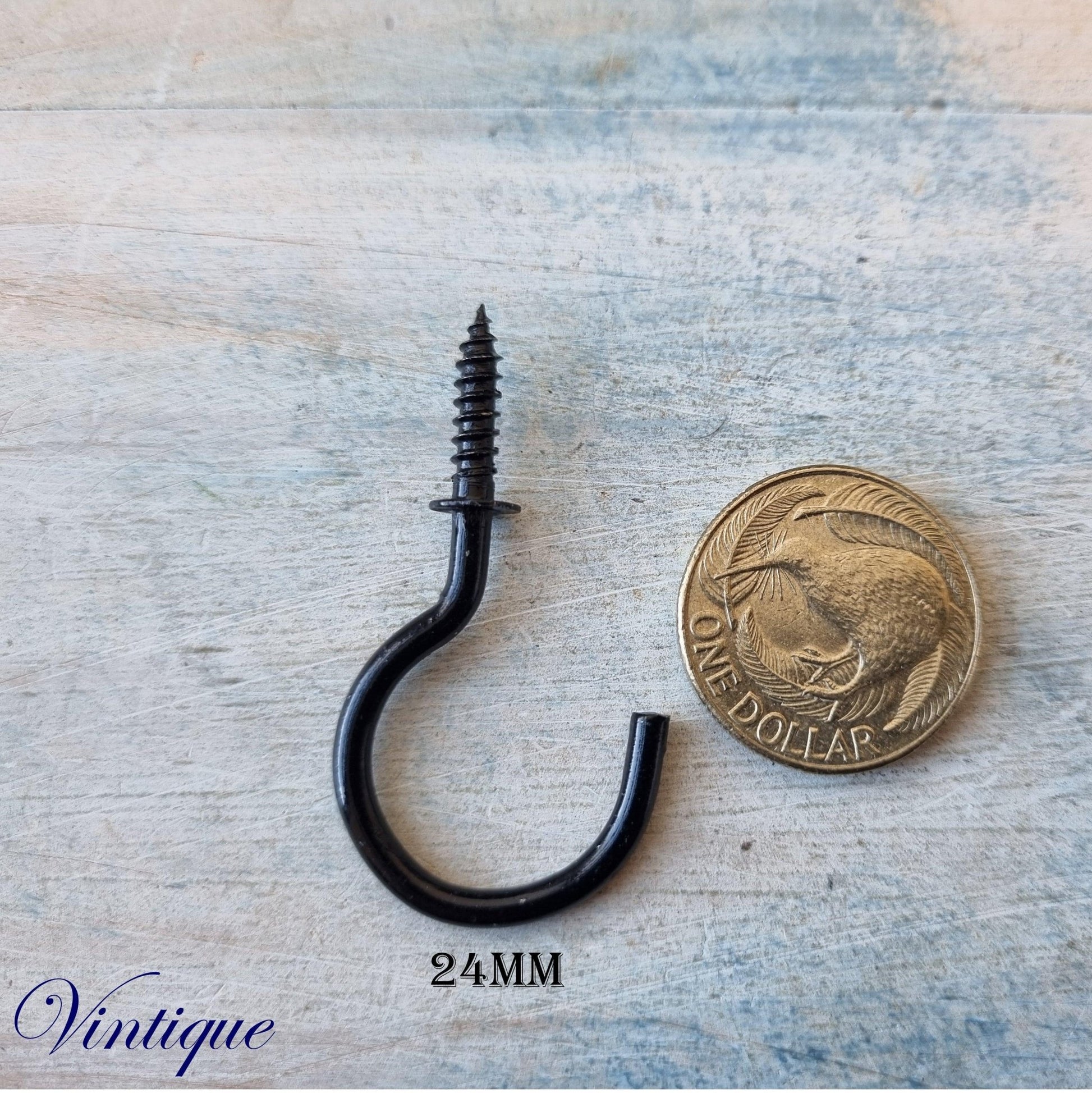 Vintage Black Cup Hooks 6 sizes-Vintique Concepts
