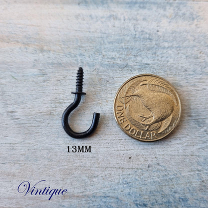 Vintage Black Cup Hooks 6 sizes-Vintique Concepts