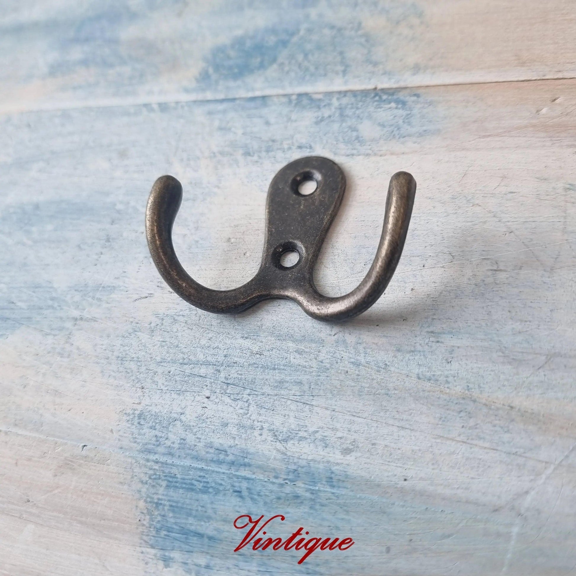 Vintage Bronze 2 prong  Coat hook 54mm x 40mm-Vintique Concepts