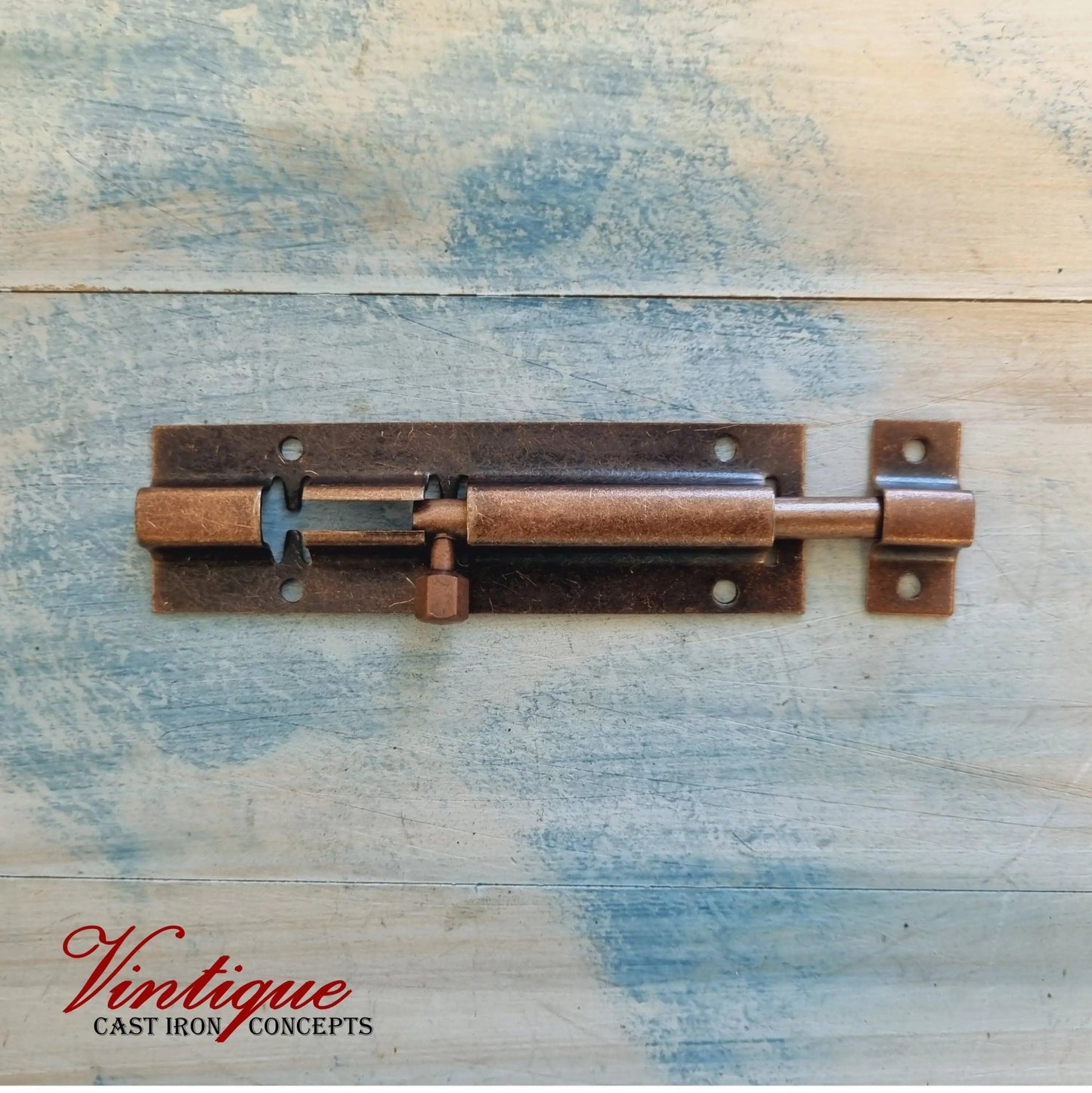 Vintage Bronze Sliding Bolt Hardware 100mm long-Vintique Concepts