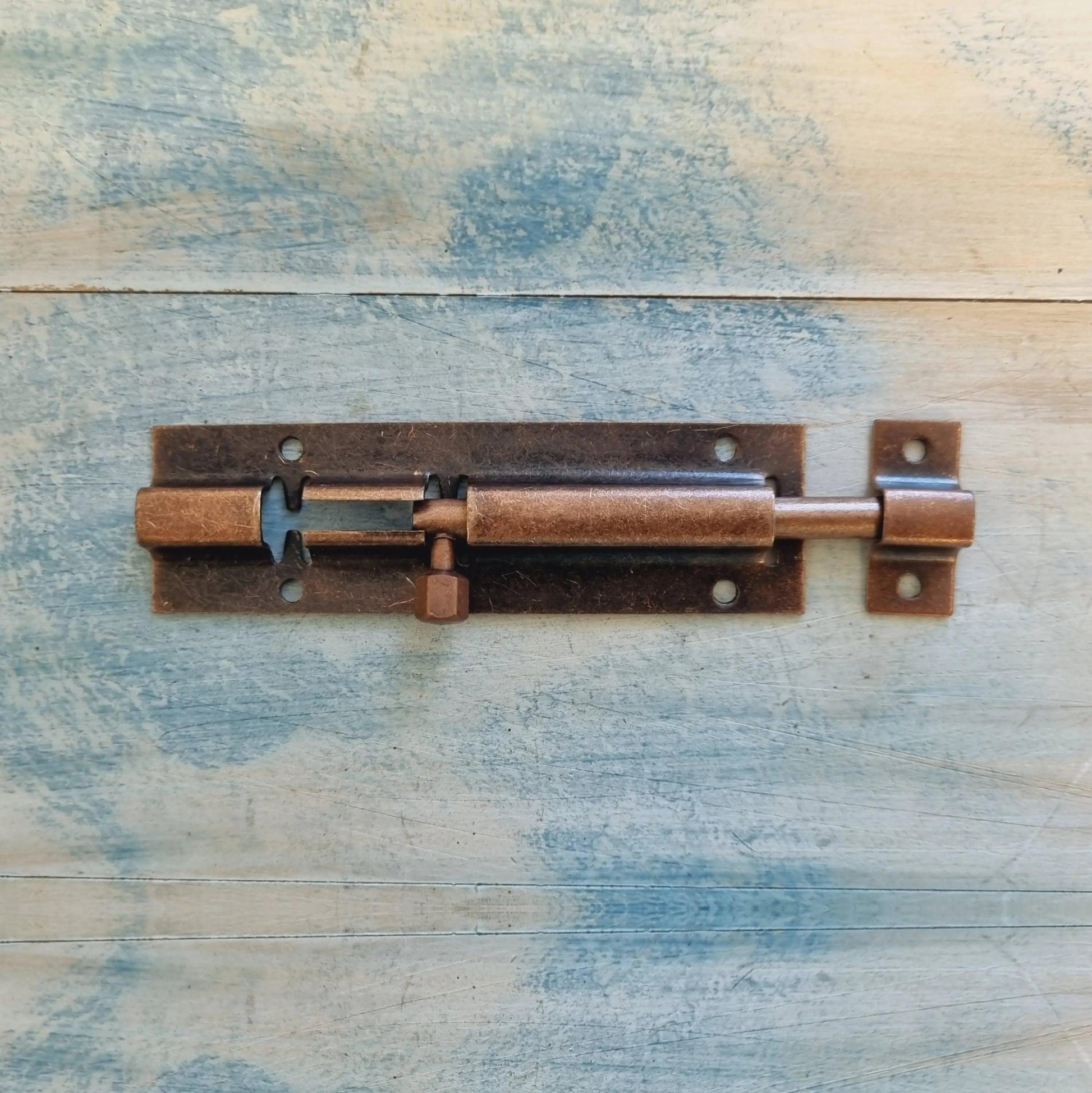 Vintage Bronze Sliding Bolt Hardware 100mm long-Vintique Concepts