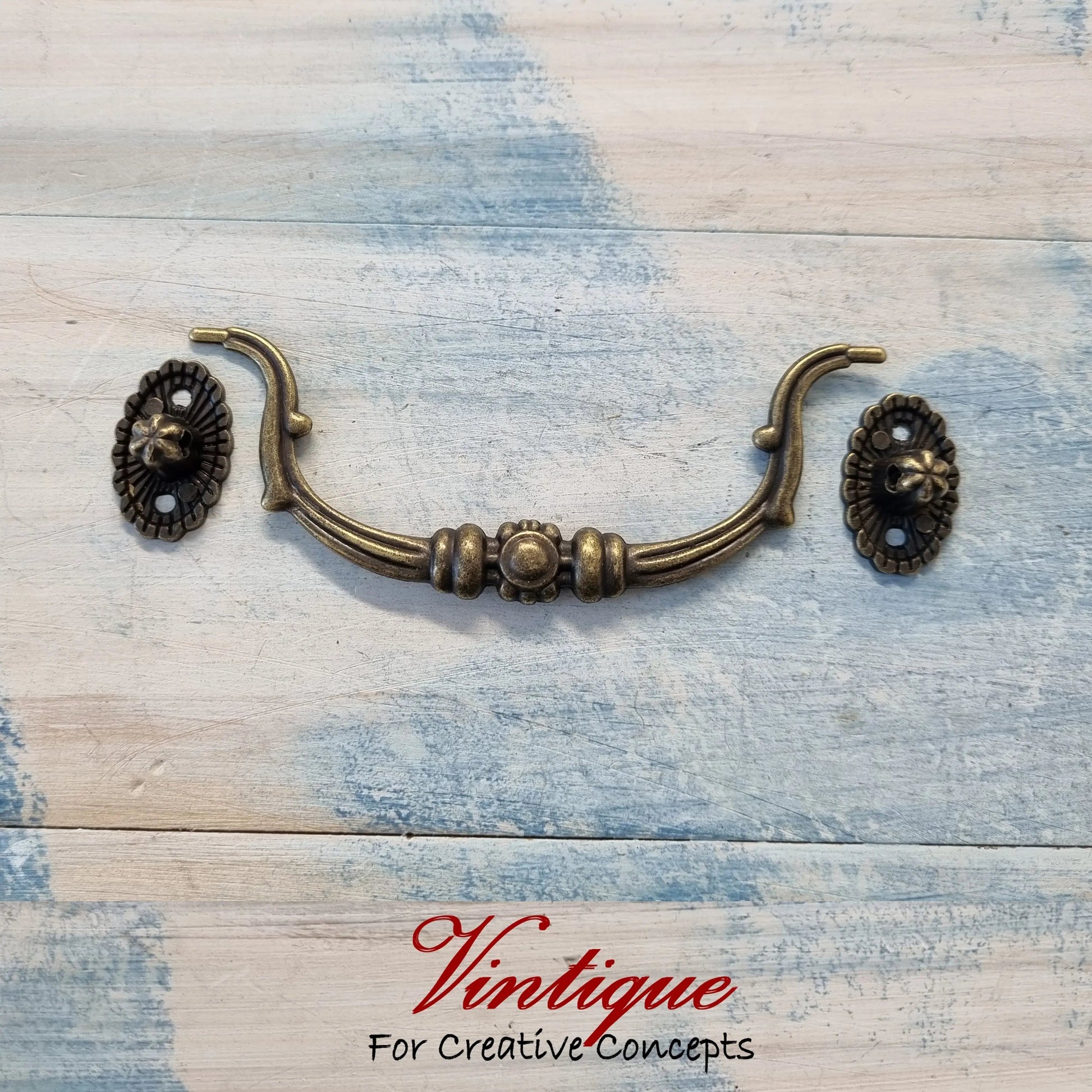 Vintage Delicate swing Antique Bronze drawer Handle Pull 125mm long-Vintique Concepts