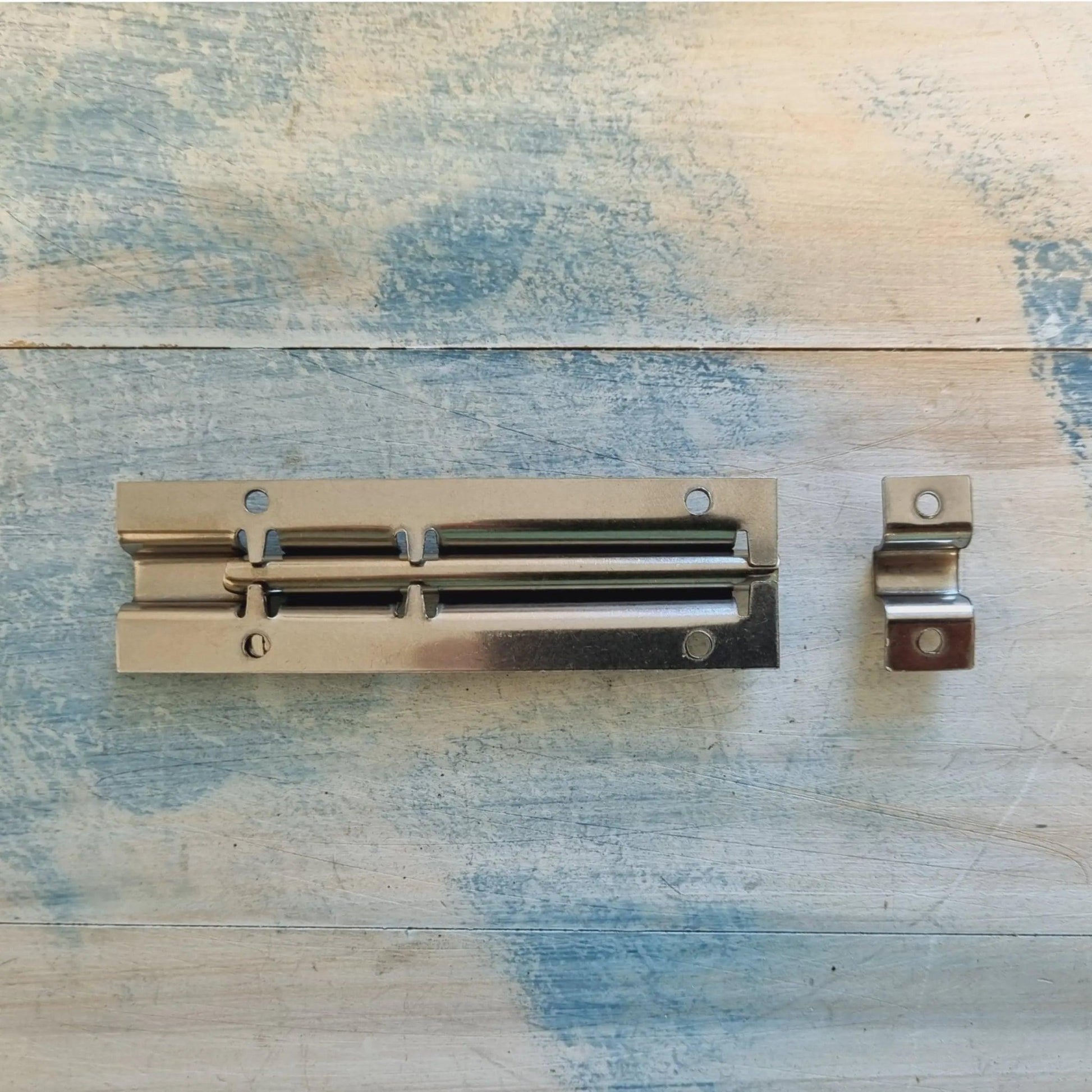 Vintage Silver Sliding Bolt Hardware 100mm long-Vintique Concepts