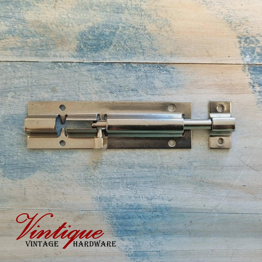 Vintage Silver Sliding Bolt Hardware 100mm long-Vintique Concepts