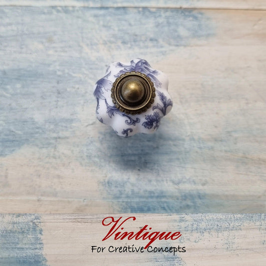 Vintage style acrylic cabinet knob 30mm-Blue Vine-Vintique Concepts