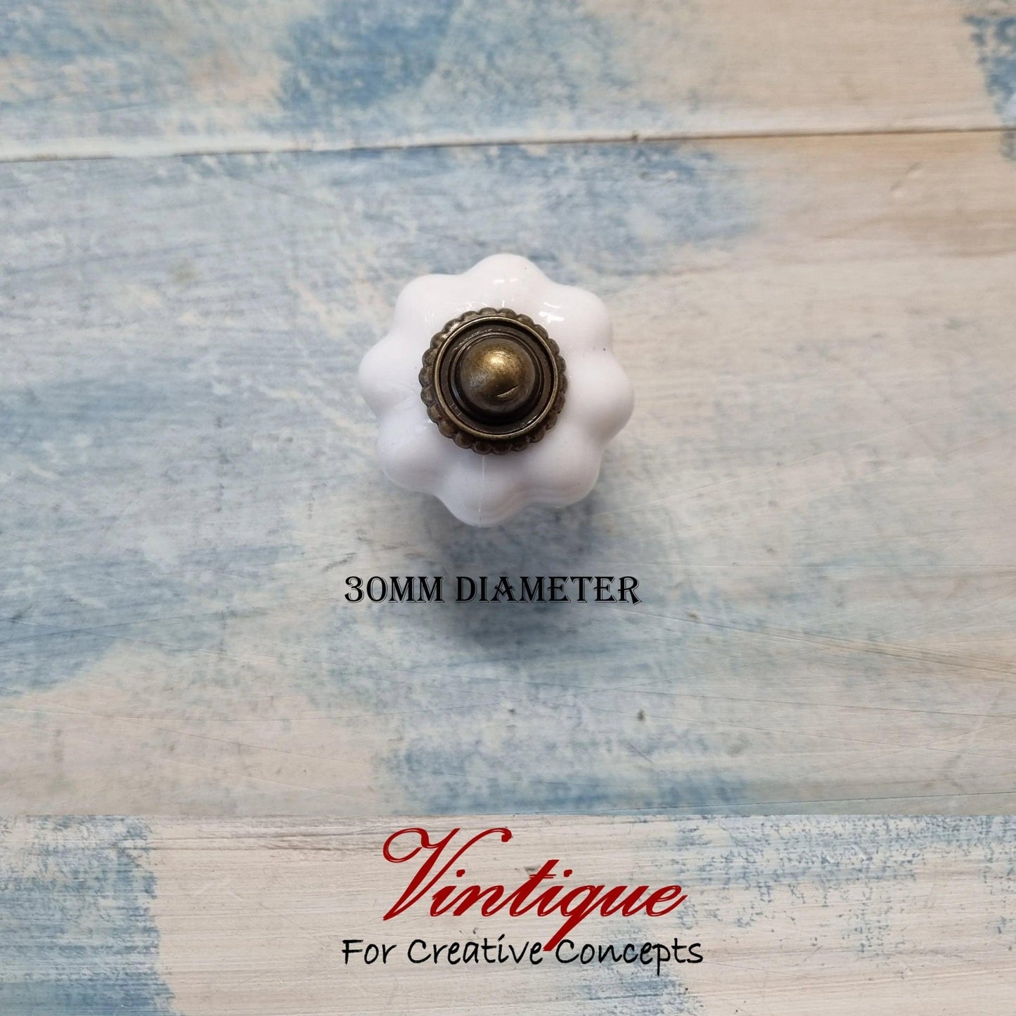 Vintage style acrylic cabinet knob 30mm-Renaissance White-Vintique Concepts