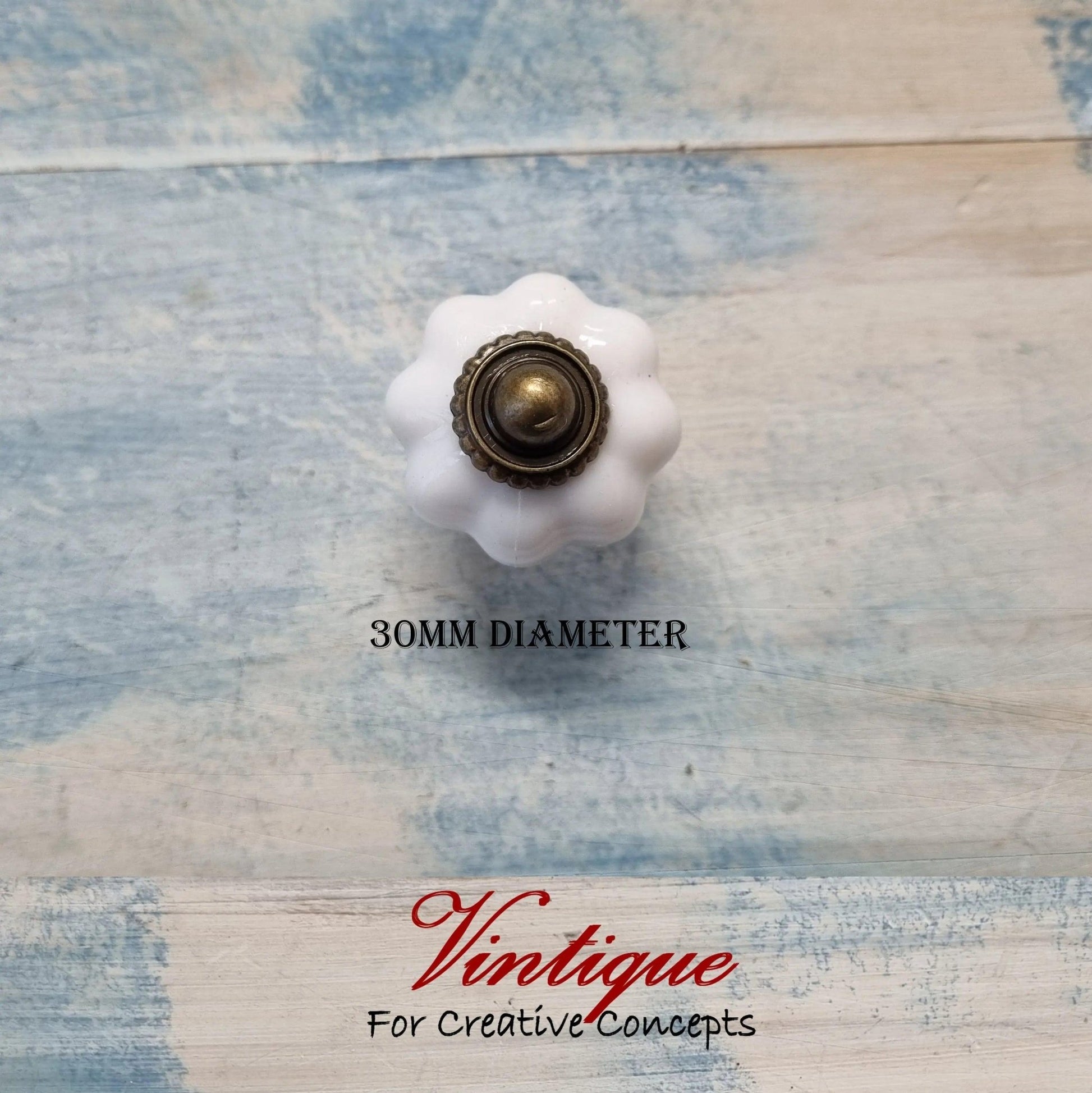 Vintage style acrylic cabinet knob 30mm-Renaissance White-Vintique Concepts